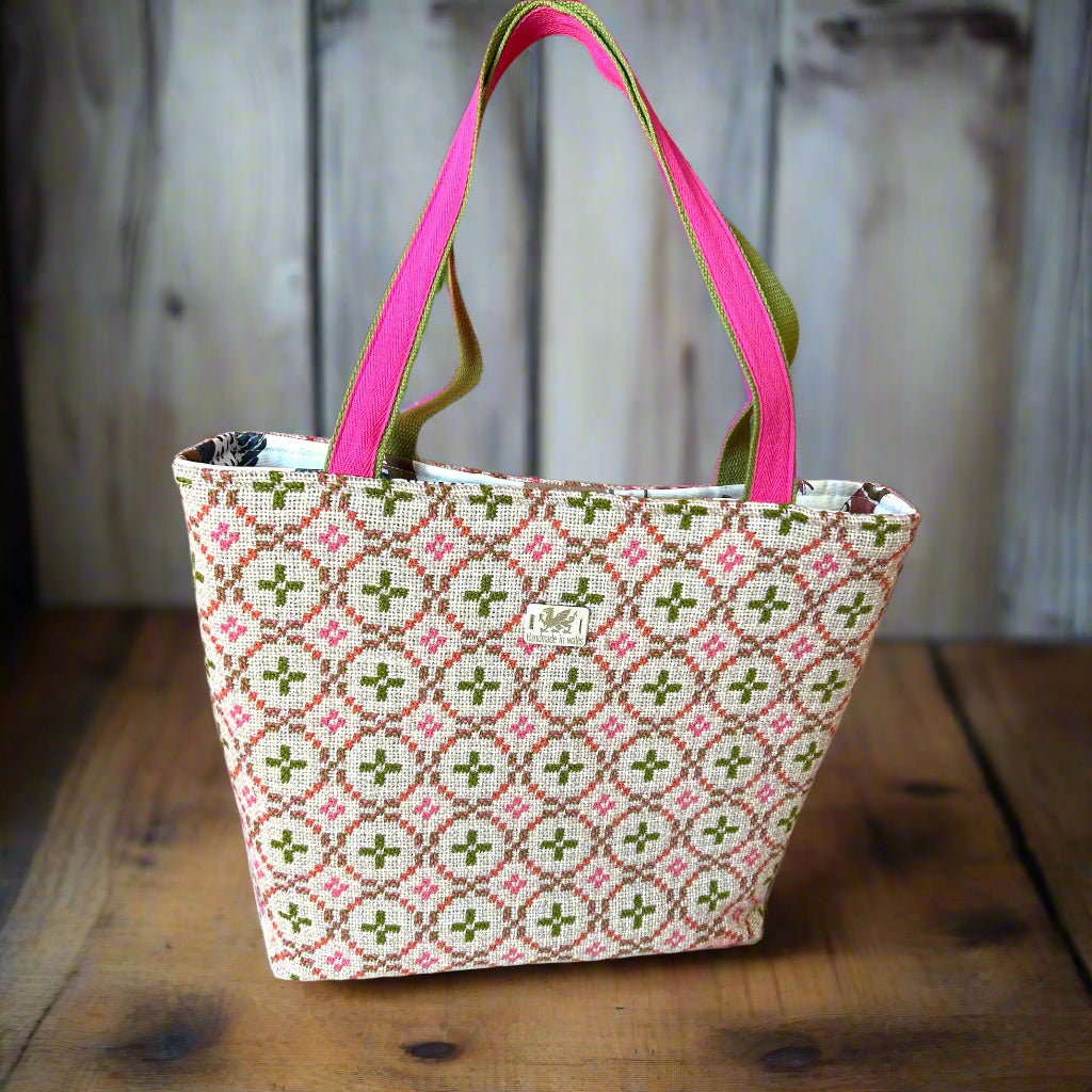 Vintage upcycled Welsh tapestry Shopper tote bag