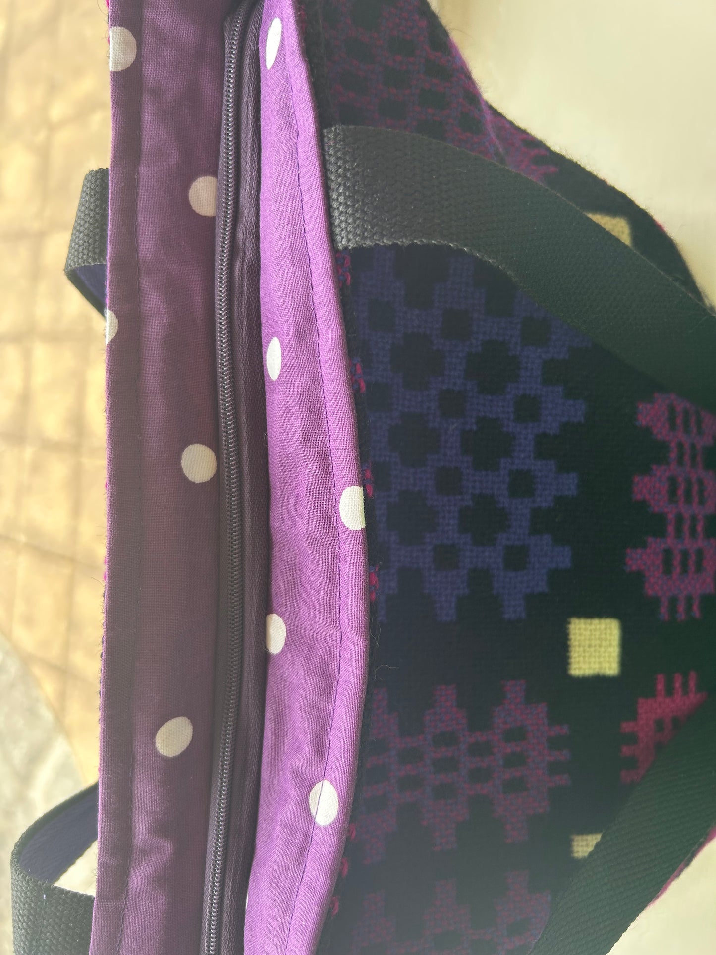 Vintage Welsh tapestry tote bag
