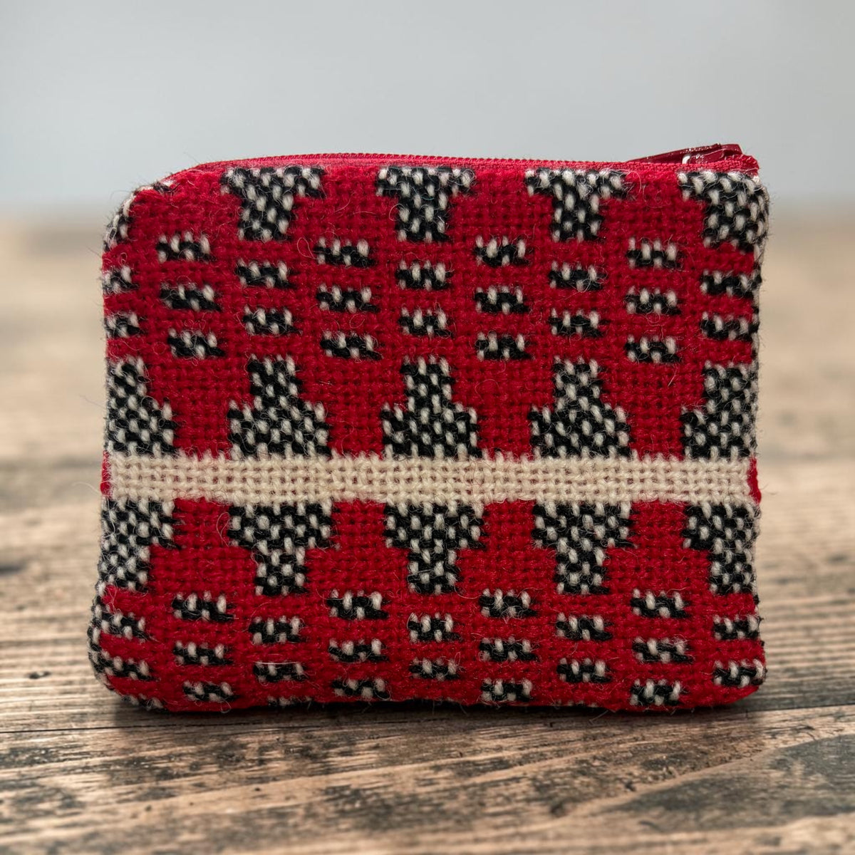 Red, Cream & Black Welsh Tapestry Purse