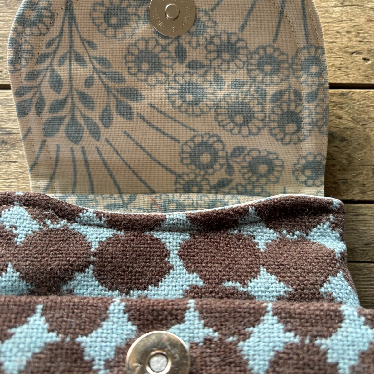 The Melindwr mini phone bag in upcycled wool
