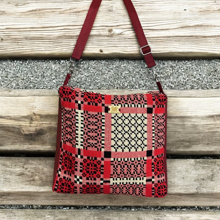 vintage Welsh tapestry and leather Shoulder bag