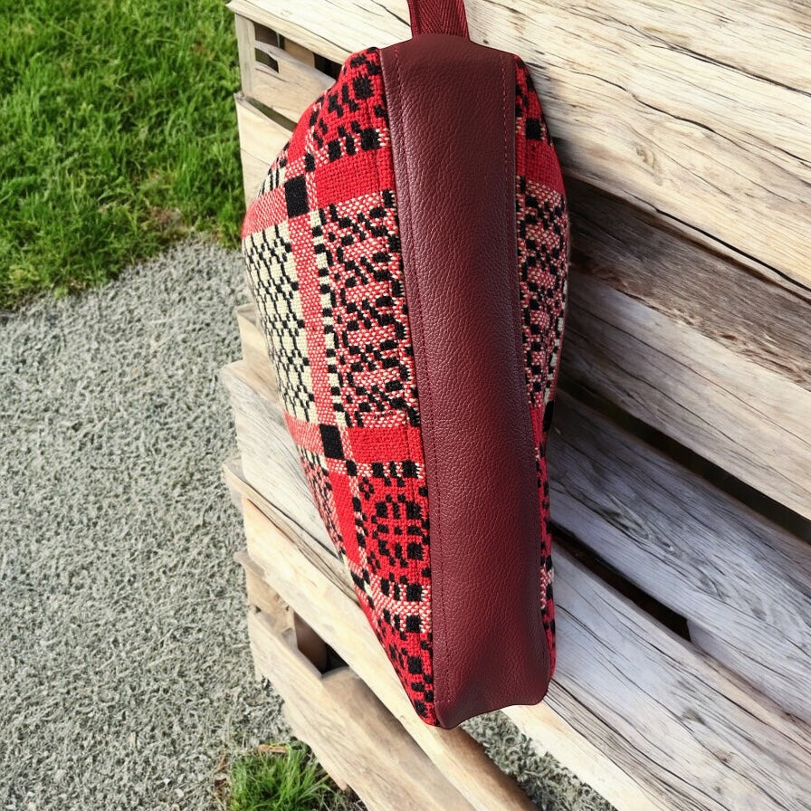 vintage Welsh tapestry and leather Shoulder bag