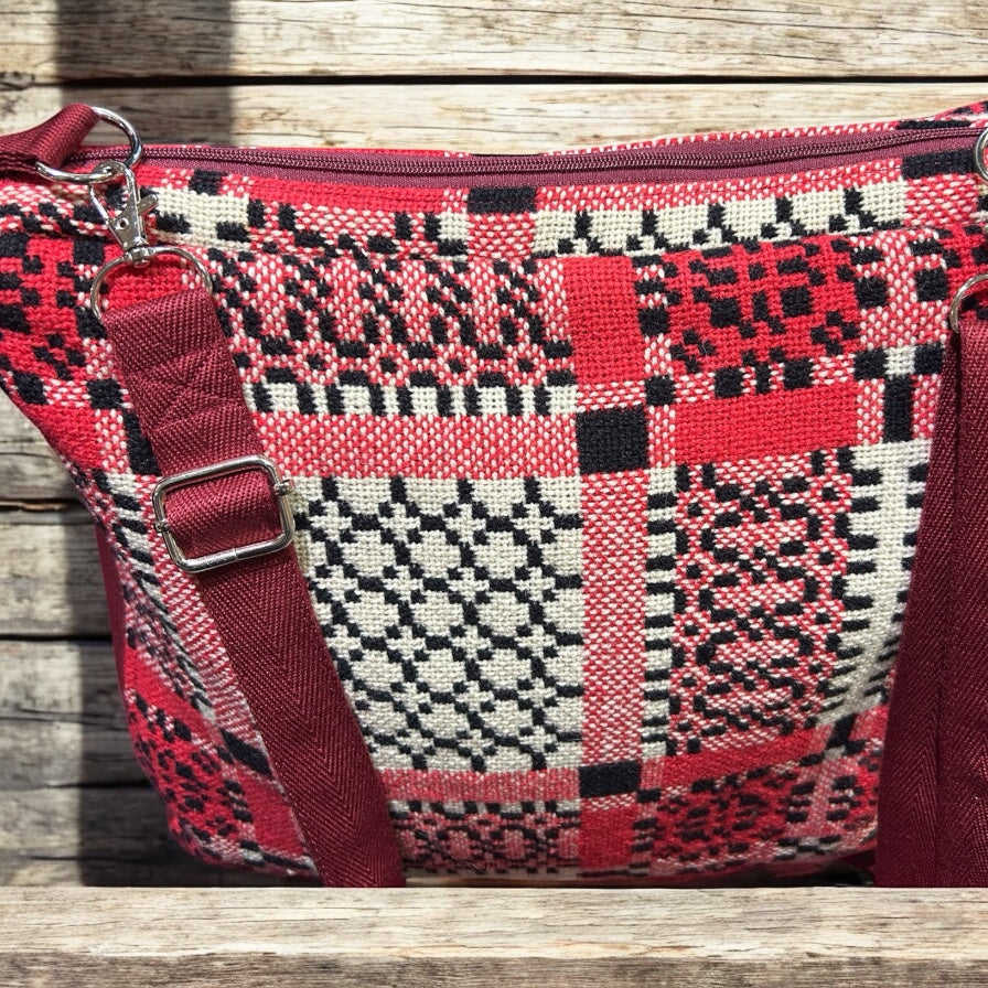 vintage Welsh tapestry and leather Shoulder bag