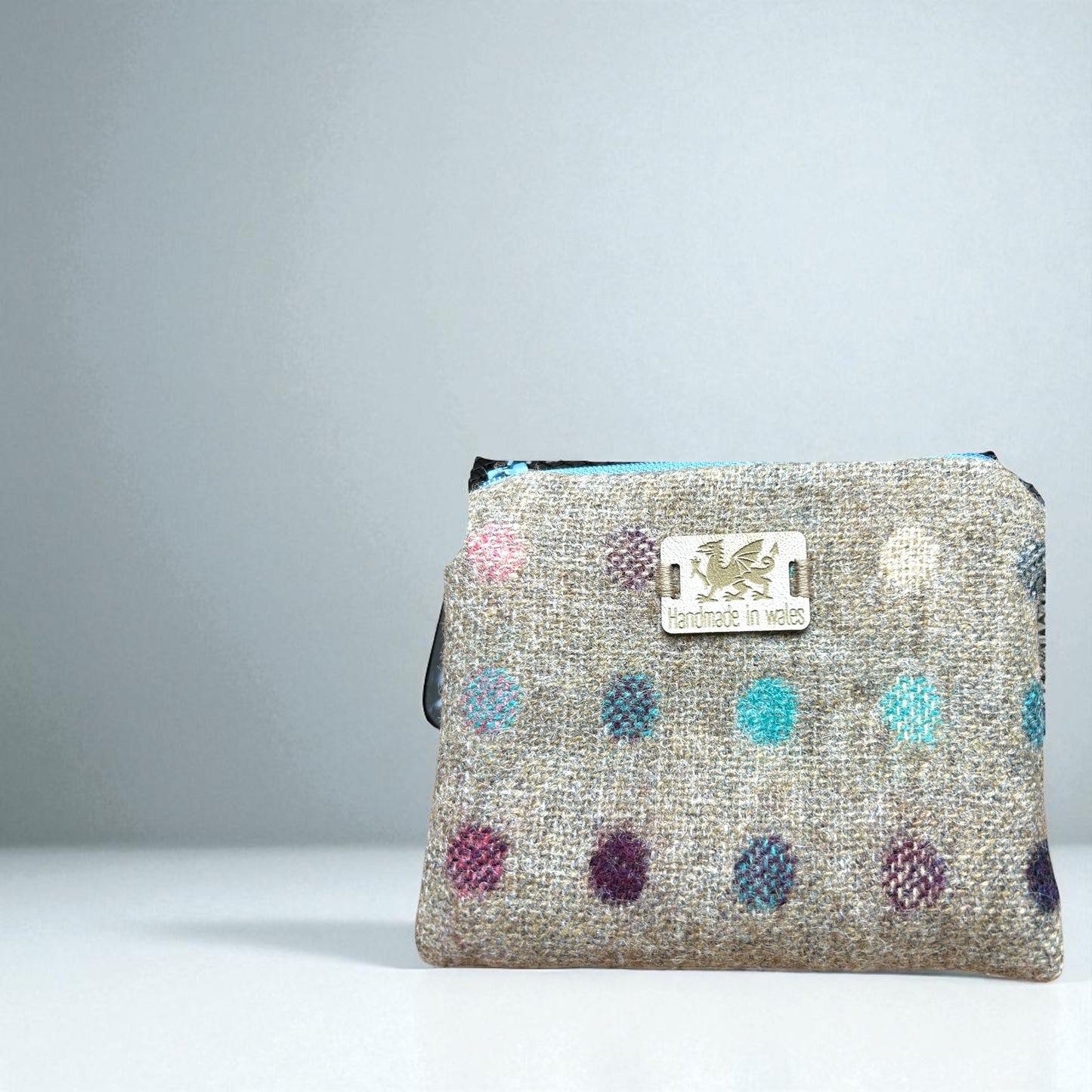 Wool and leather purse
