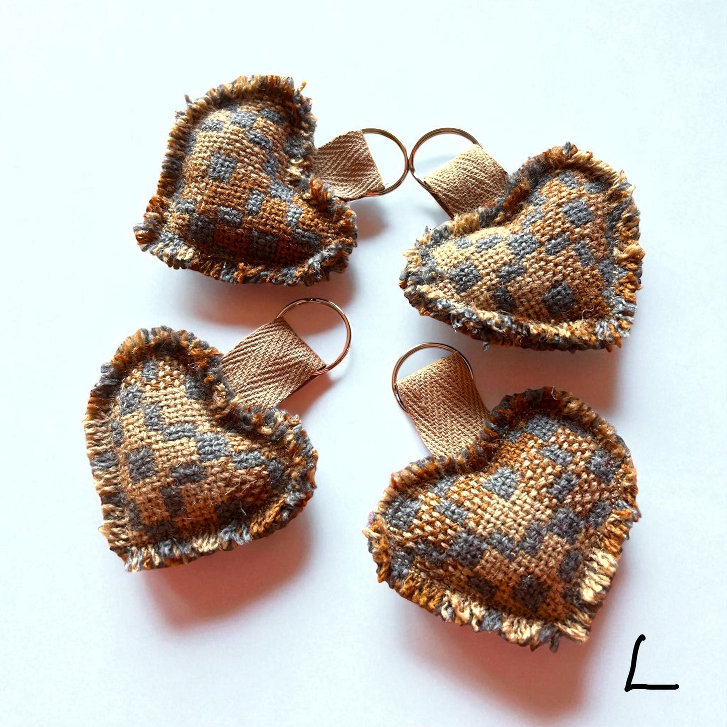 Handmade Welsh wool tapestry heart keyring
