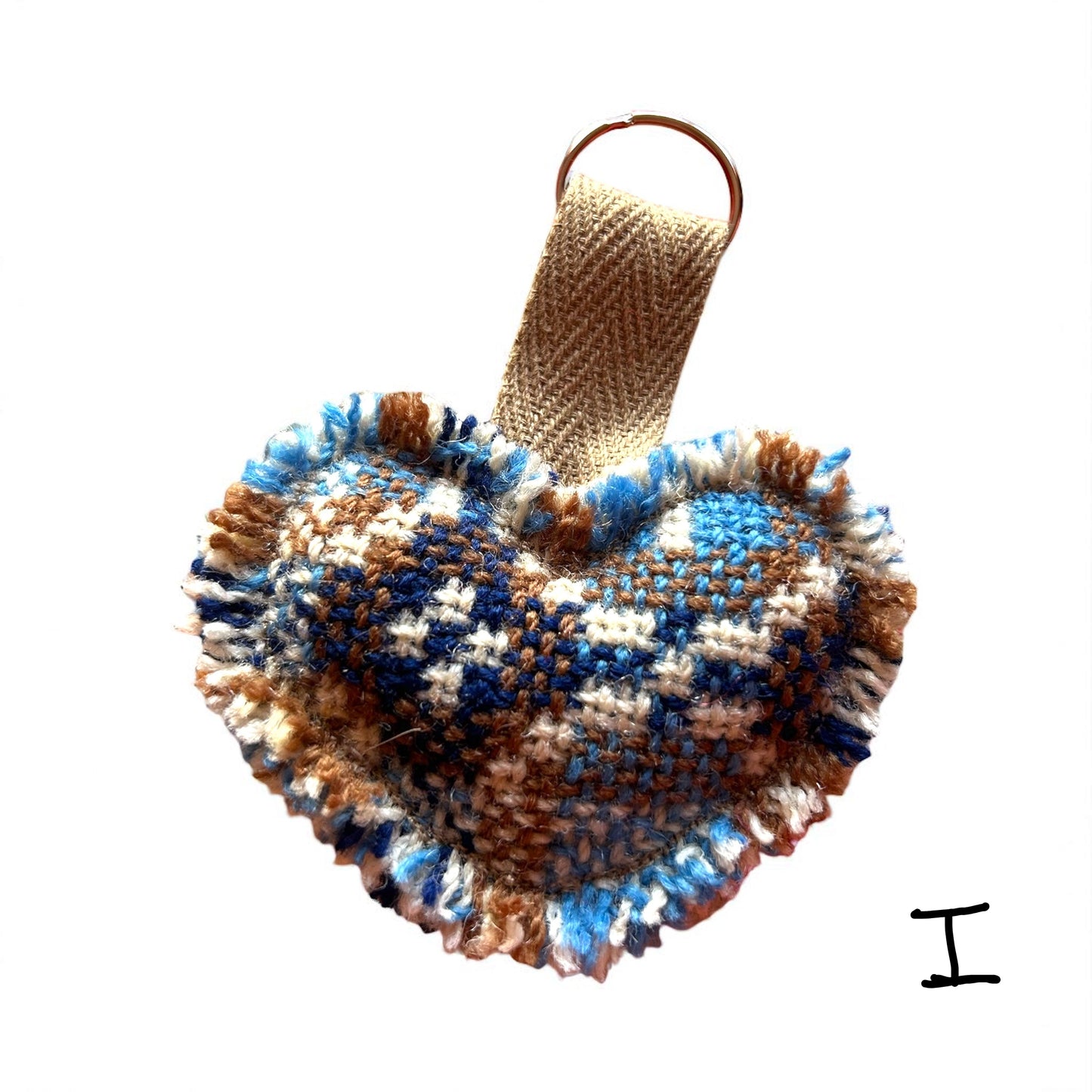 Handmade Welsh wool tapestry heart keyring