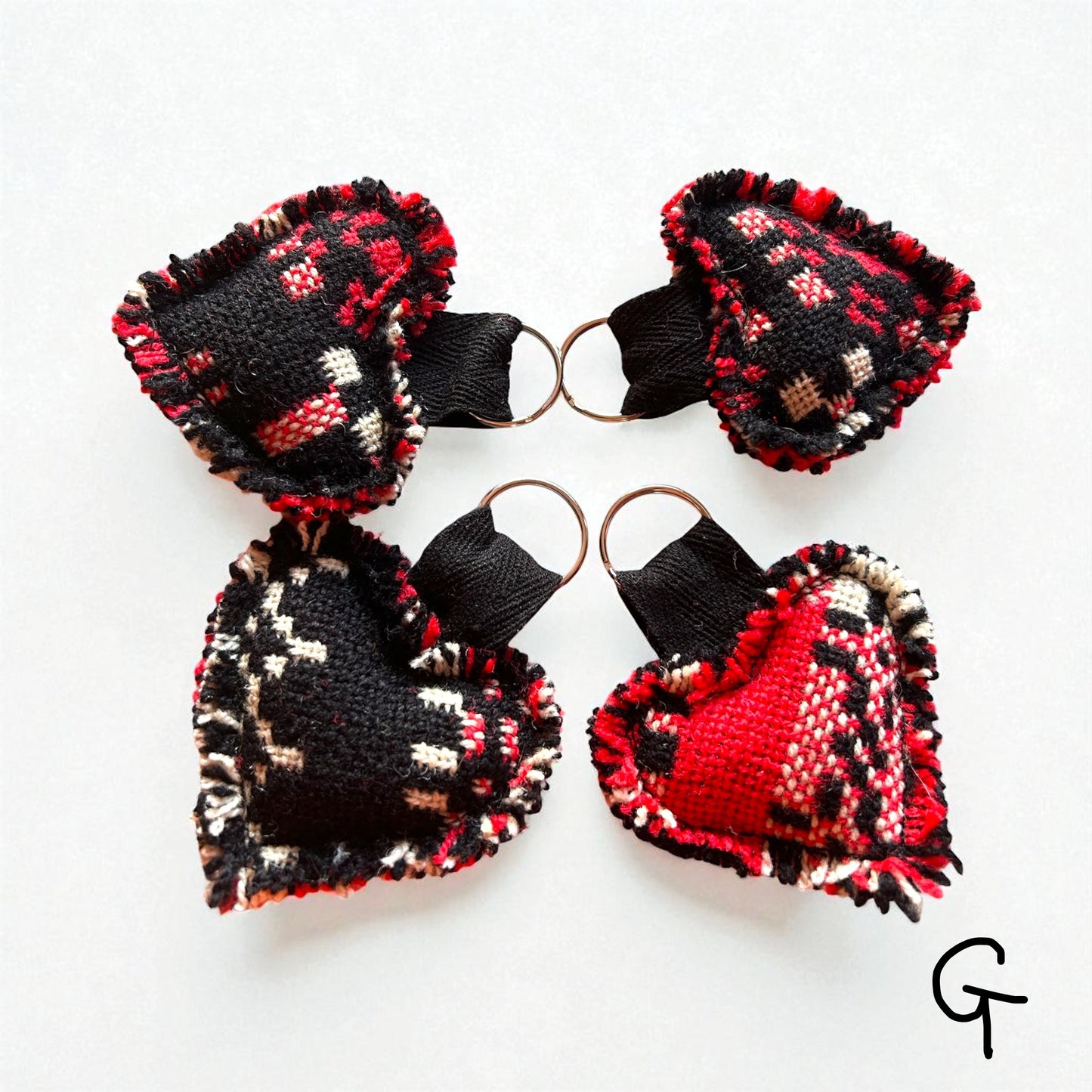 Handmade Welsh wool tapestry heart keyring