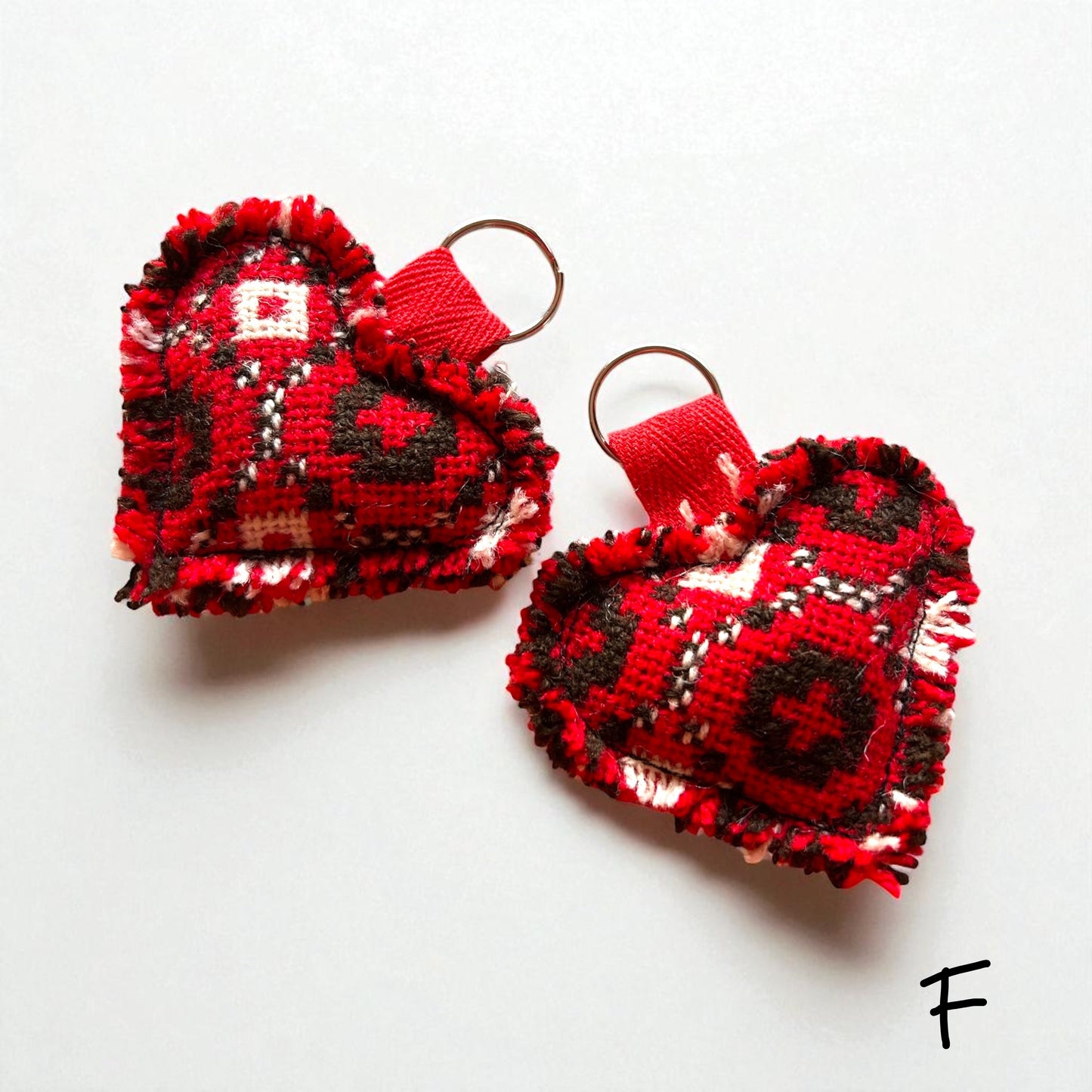 Handmade Welsh wool tapestry heart keyring