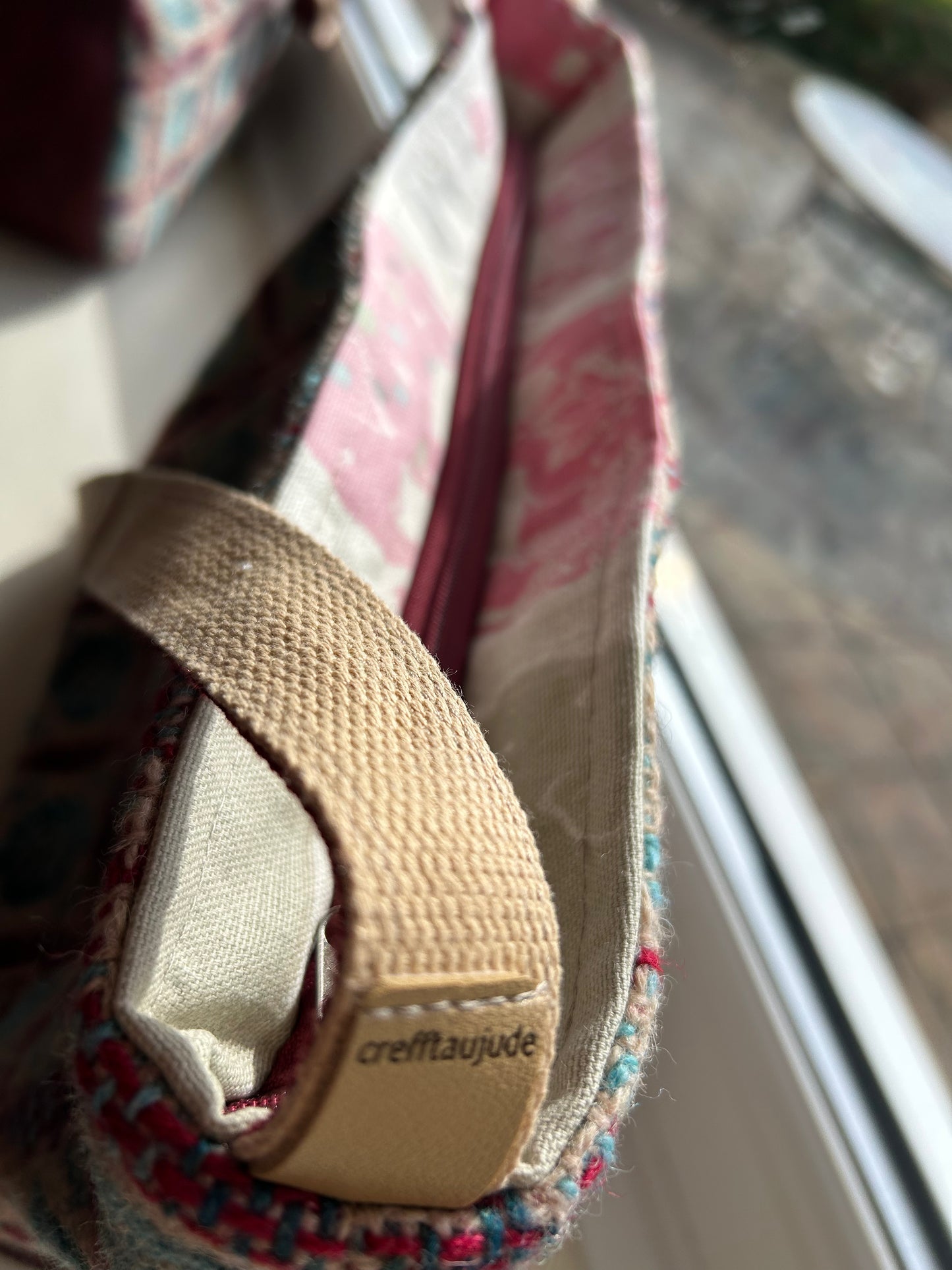 Upcycled Wool mix Bucket shoulder bag with Leather base