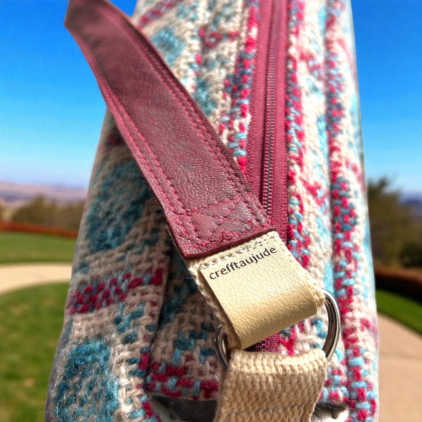 Upcycled wool mix baguette handbag