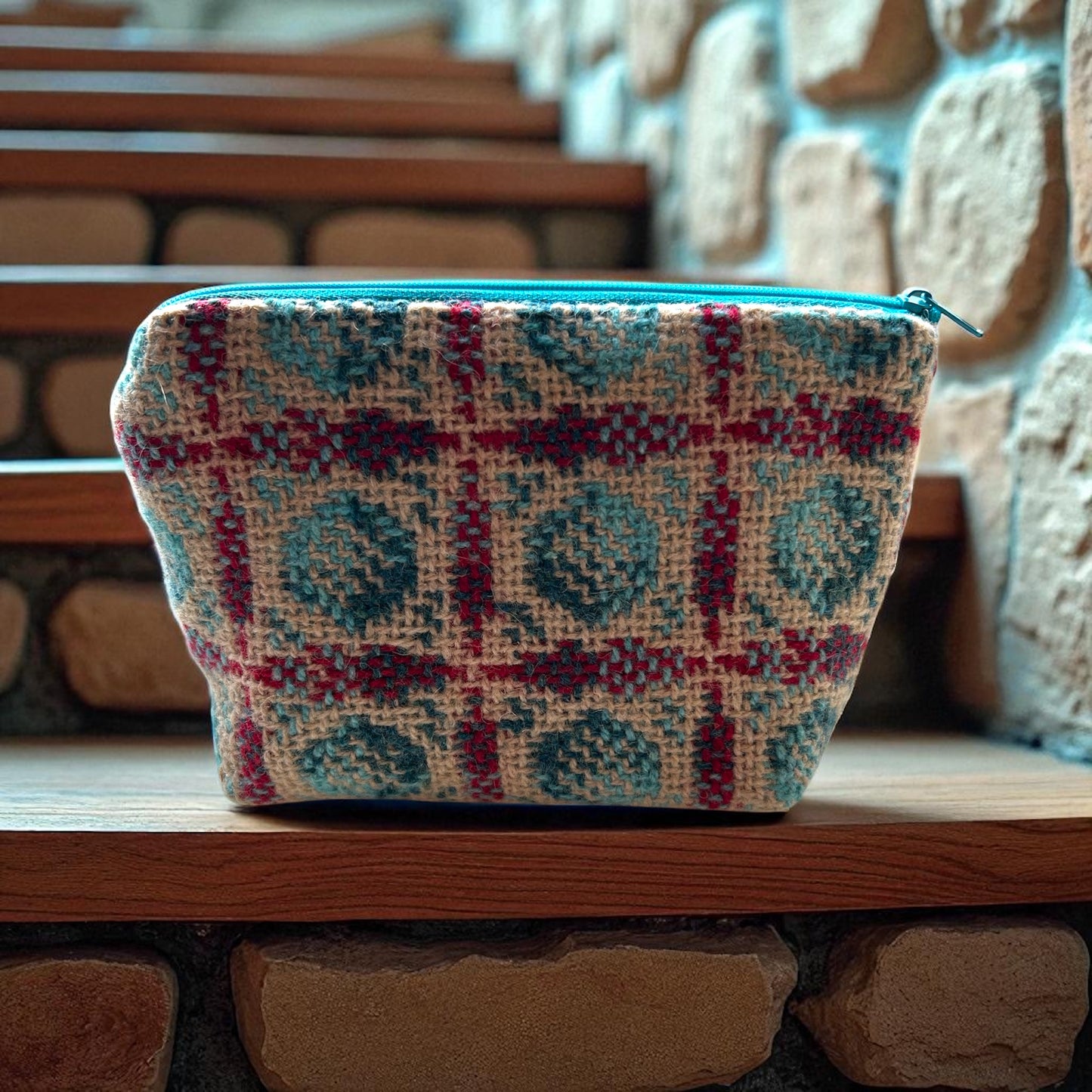 Upcycled wool mix make -up bag