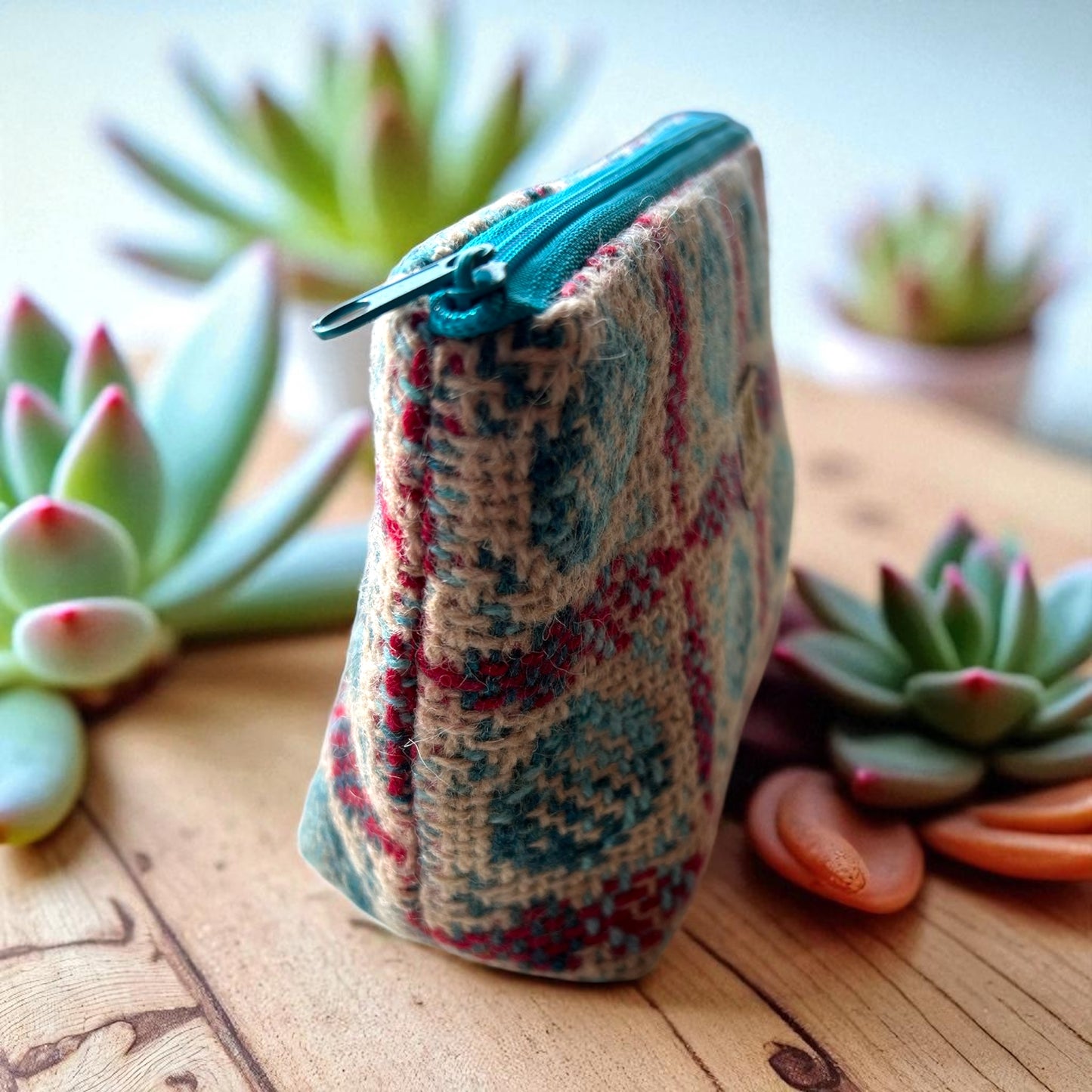 Upcycled wool mix make -up bag