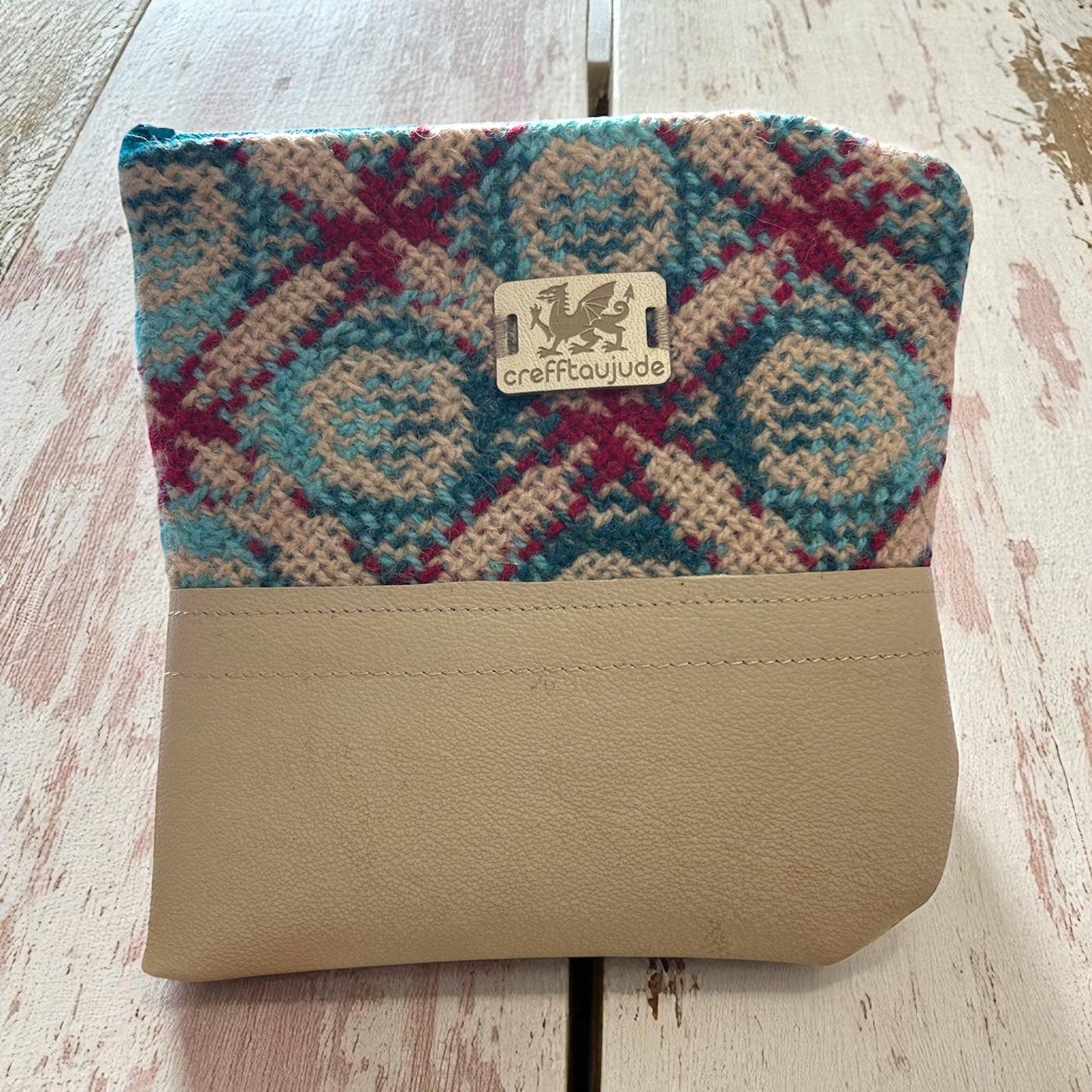 Upcycled wool mix purse with credit card slots