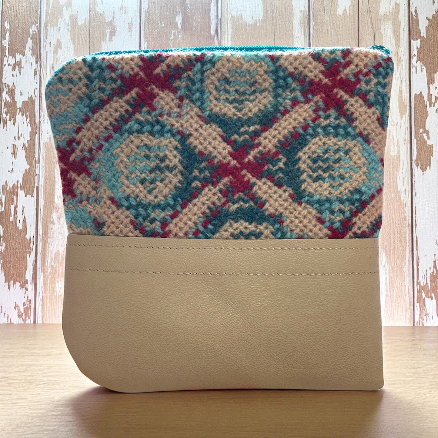 Upcycled wool mix purse with credit card slots