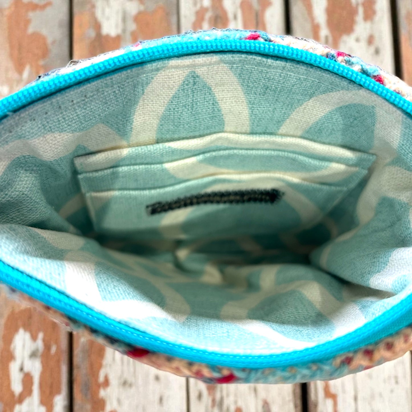 Upcycled wool mix purse with credit card slots
