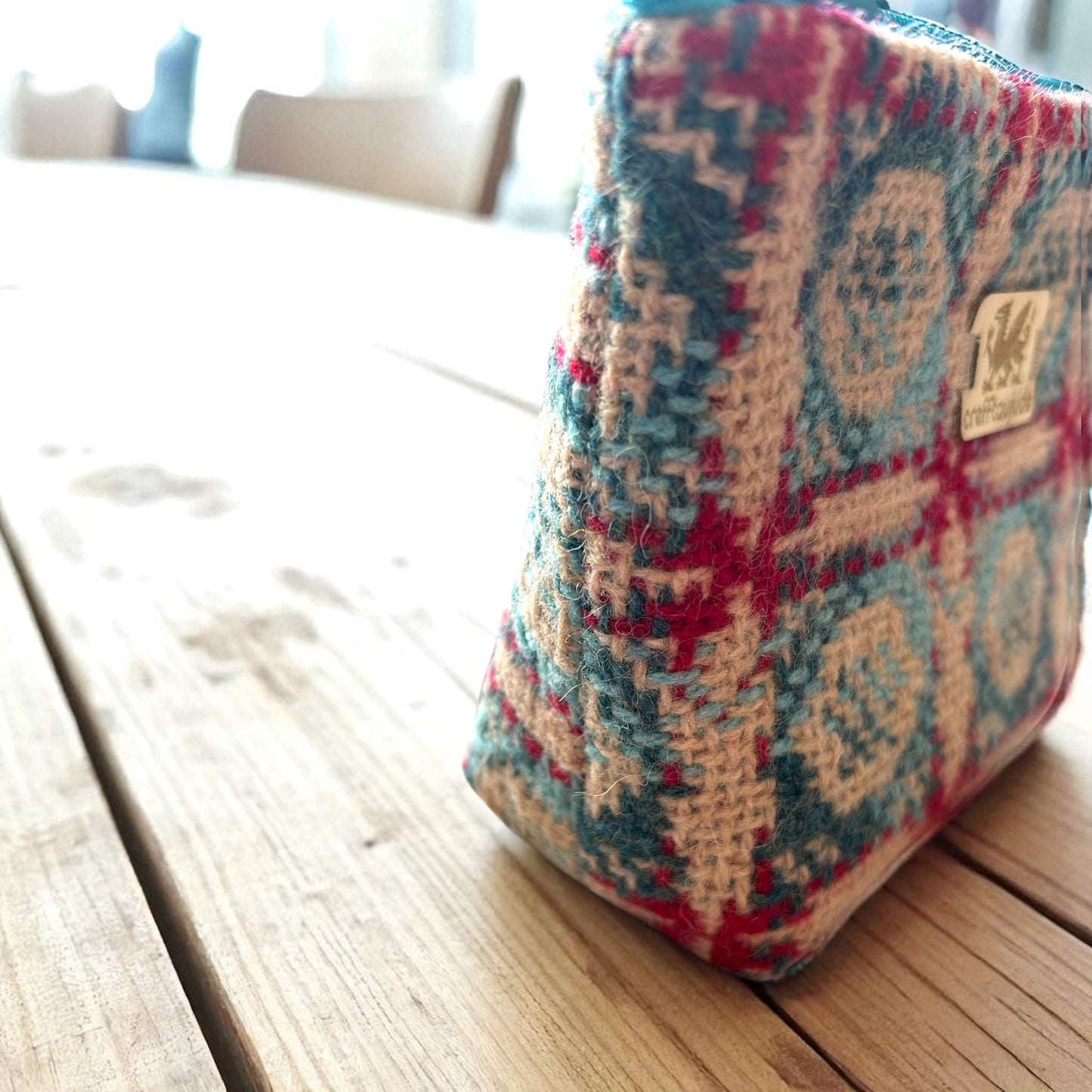 Upcycled wool mix make up bag