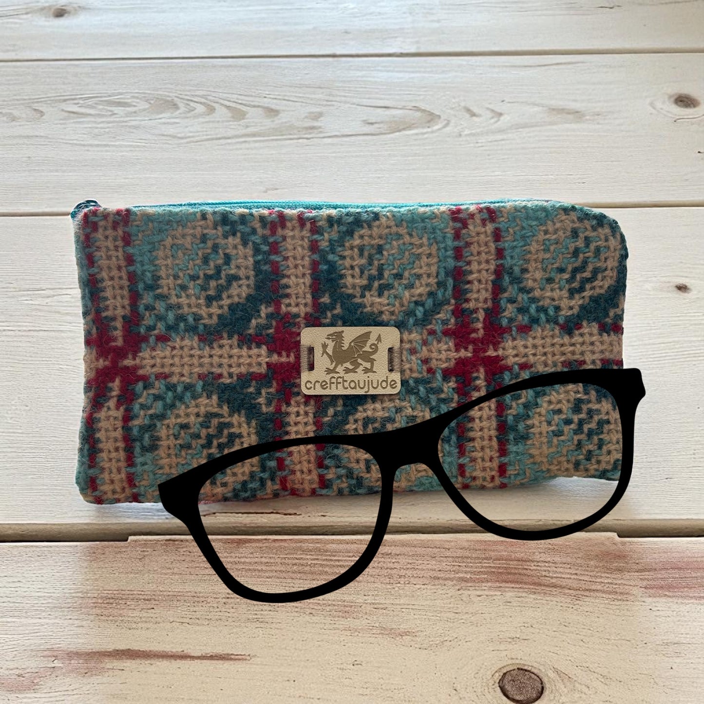 Upcycled wool mix purse or glasses case