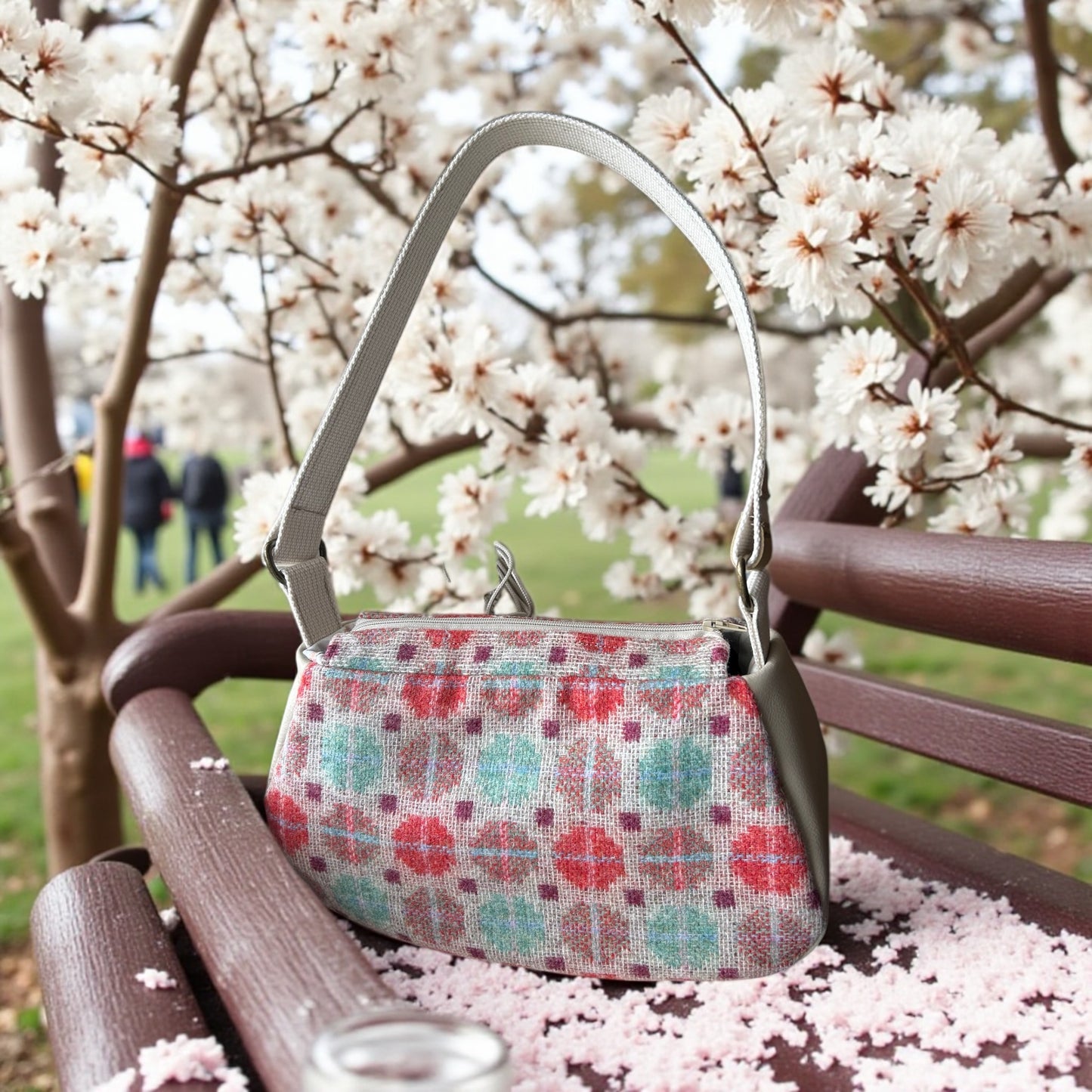 Wool and Real leather Baguette handbag