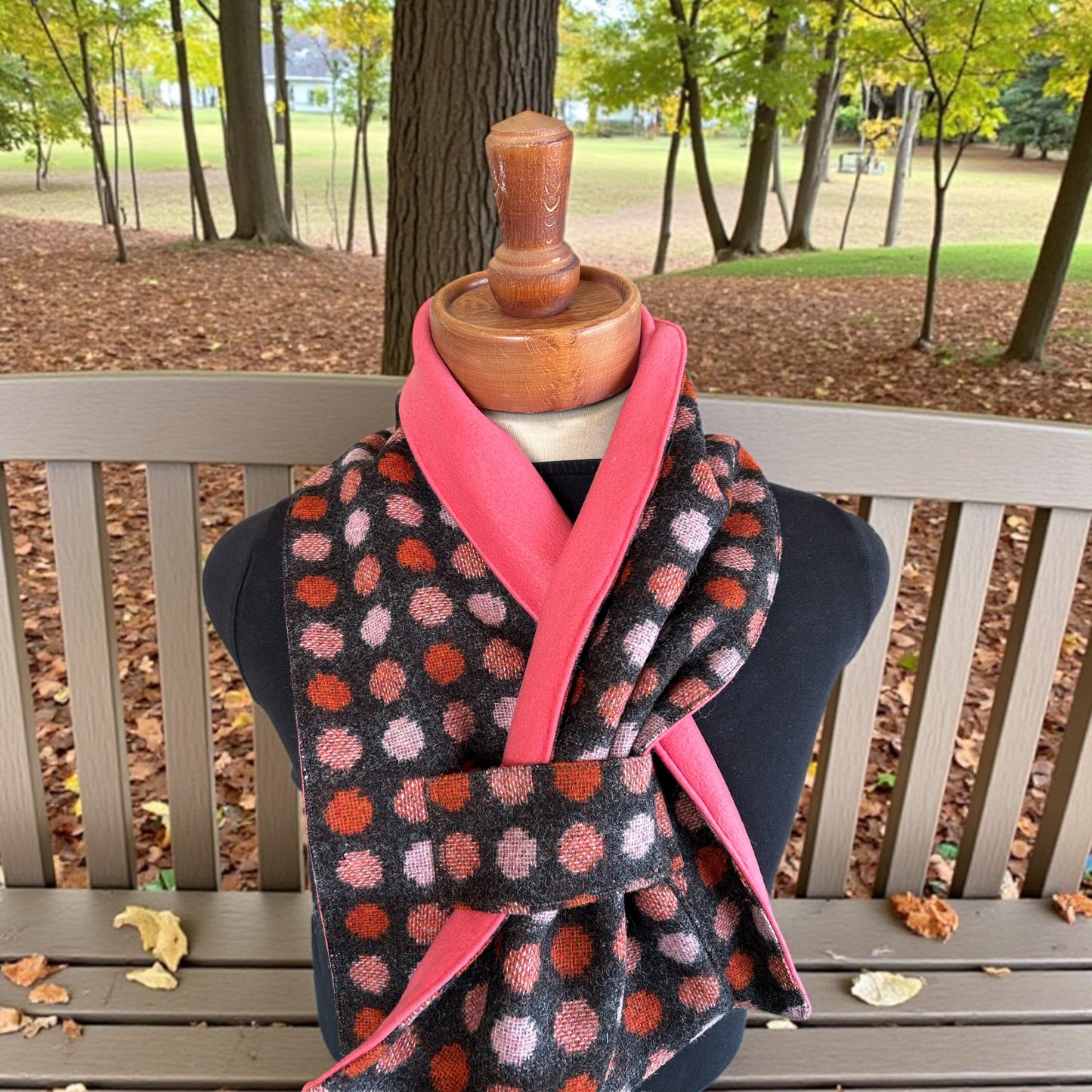 Handmade upcycled Wool and fleece scarf