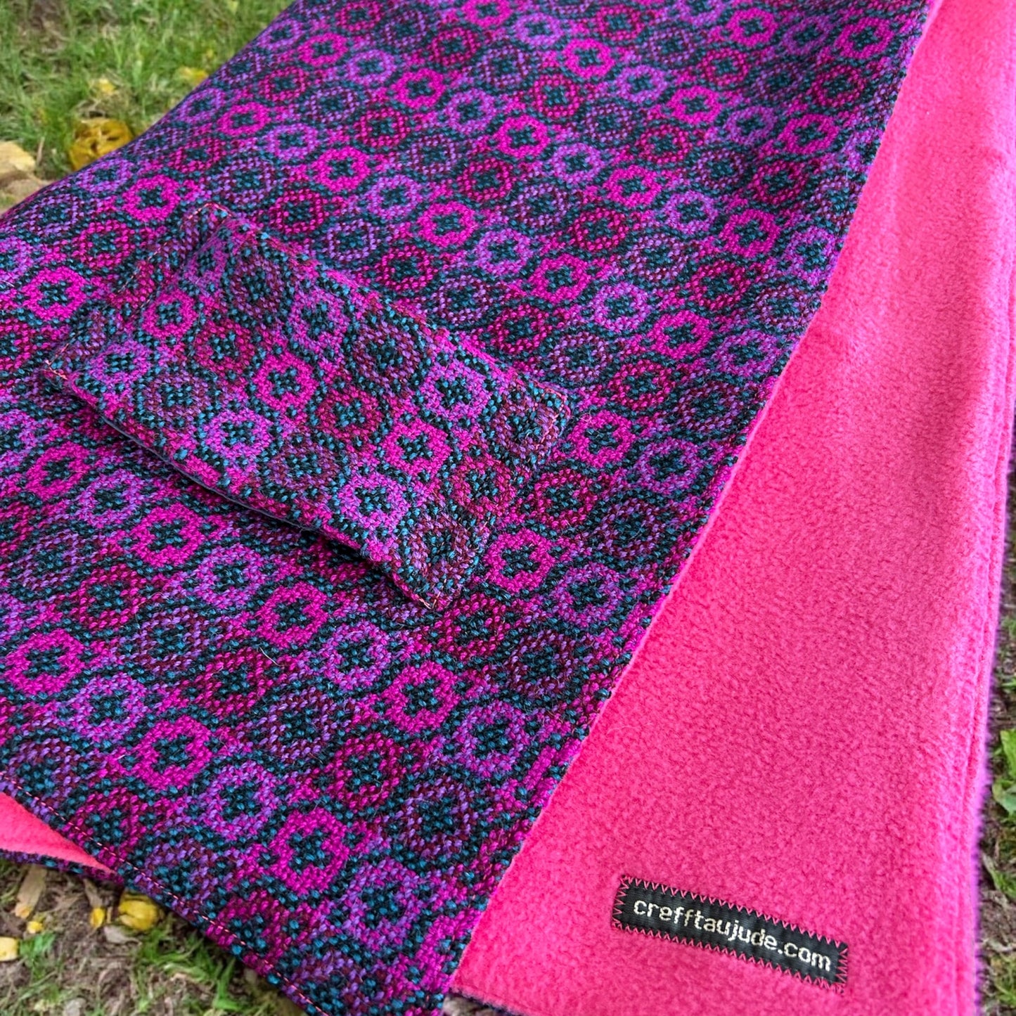 Vintage Welsh wool tapestry and fleece scarf