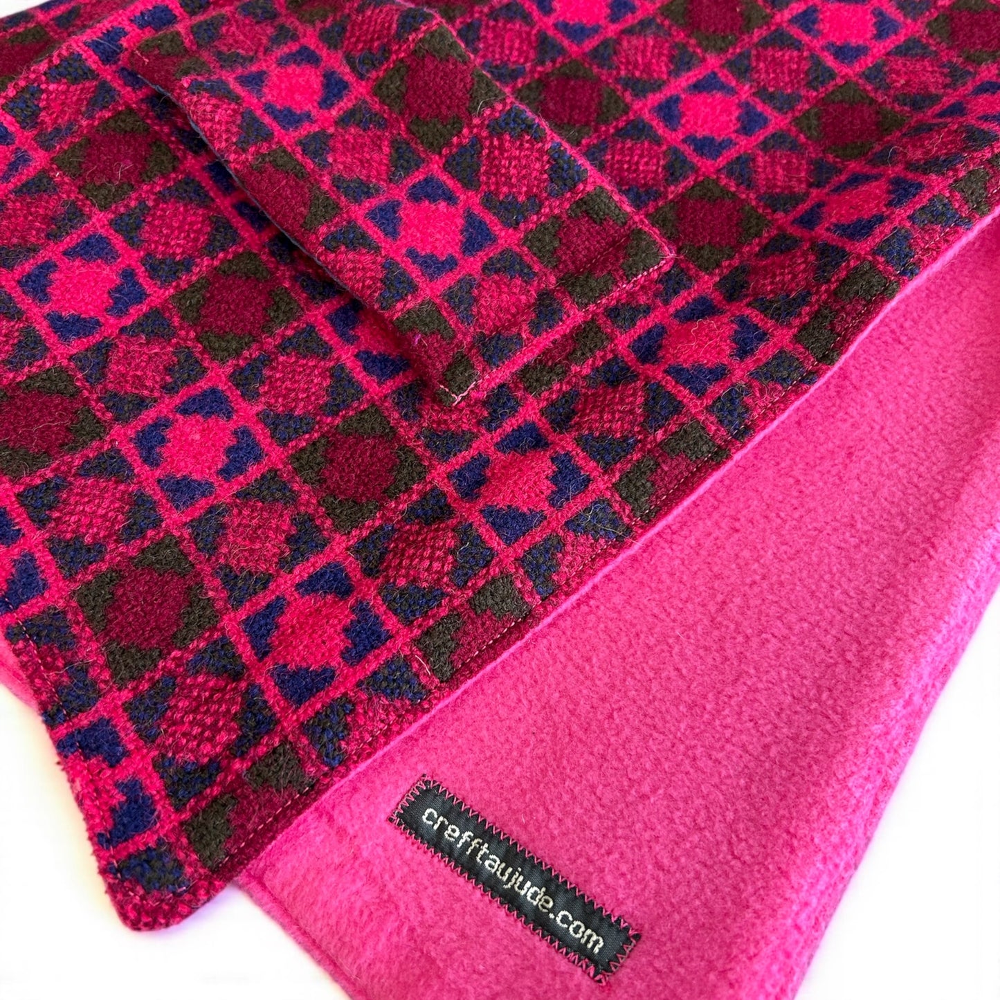 Handmade wool tapestry and fleece scarf