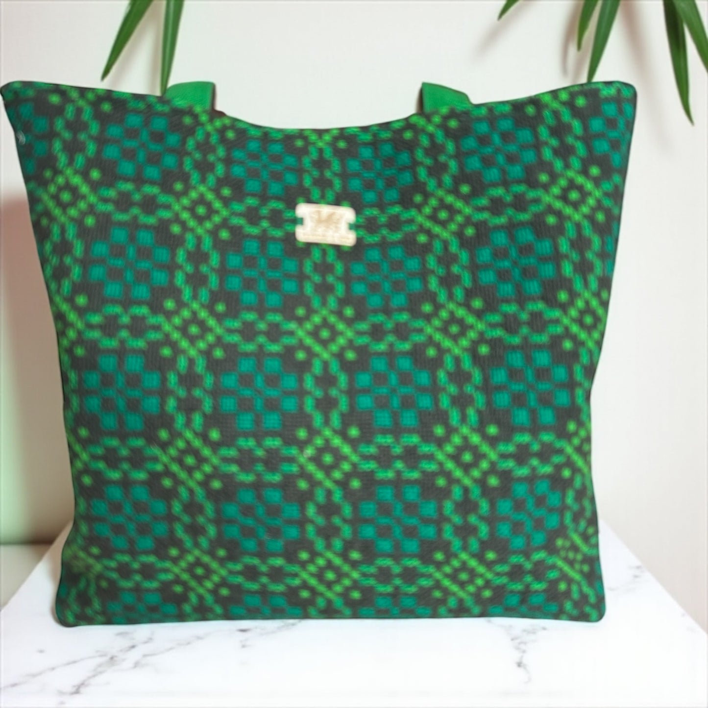 Vintage Welsh wool tapestry tote bag