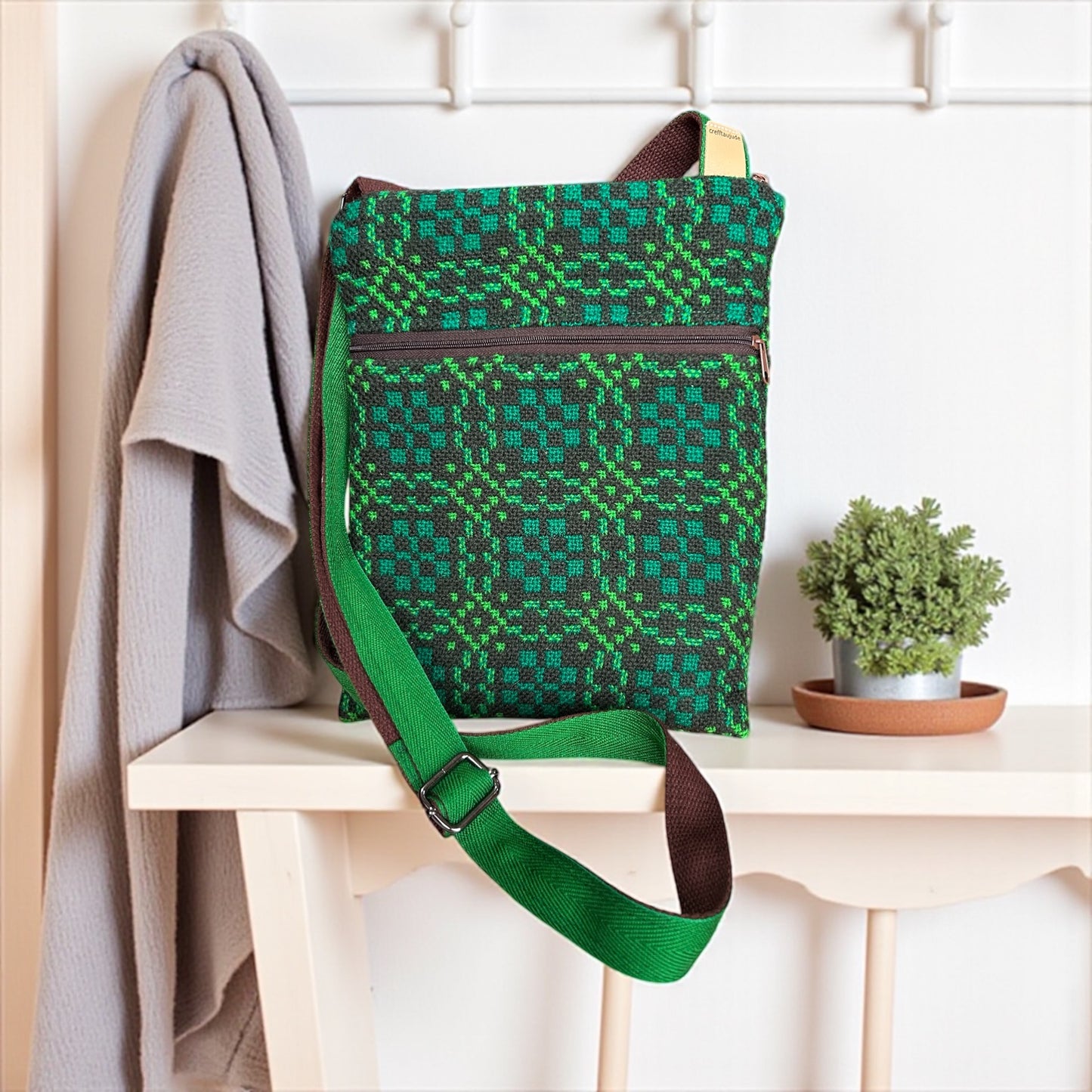 Vintage Welsh wool tapestry crossbody bag