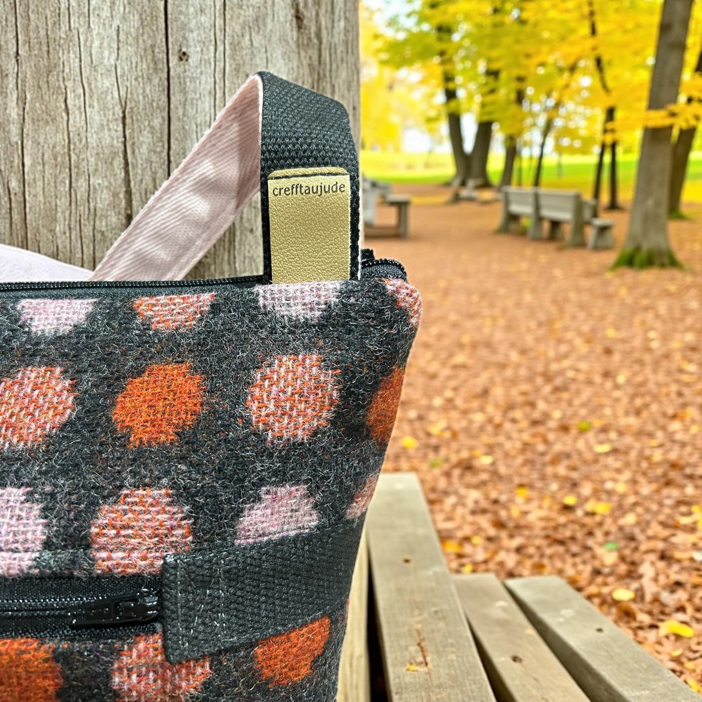 Handmade vintage upcycled wool crossbody handbag