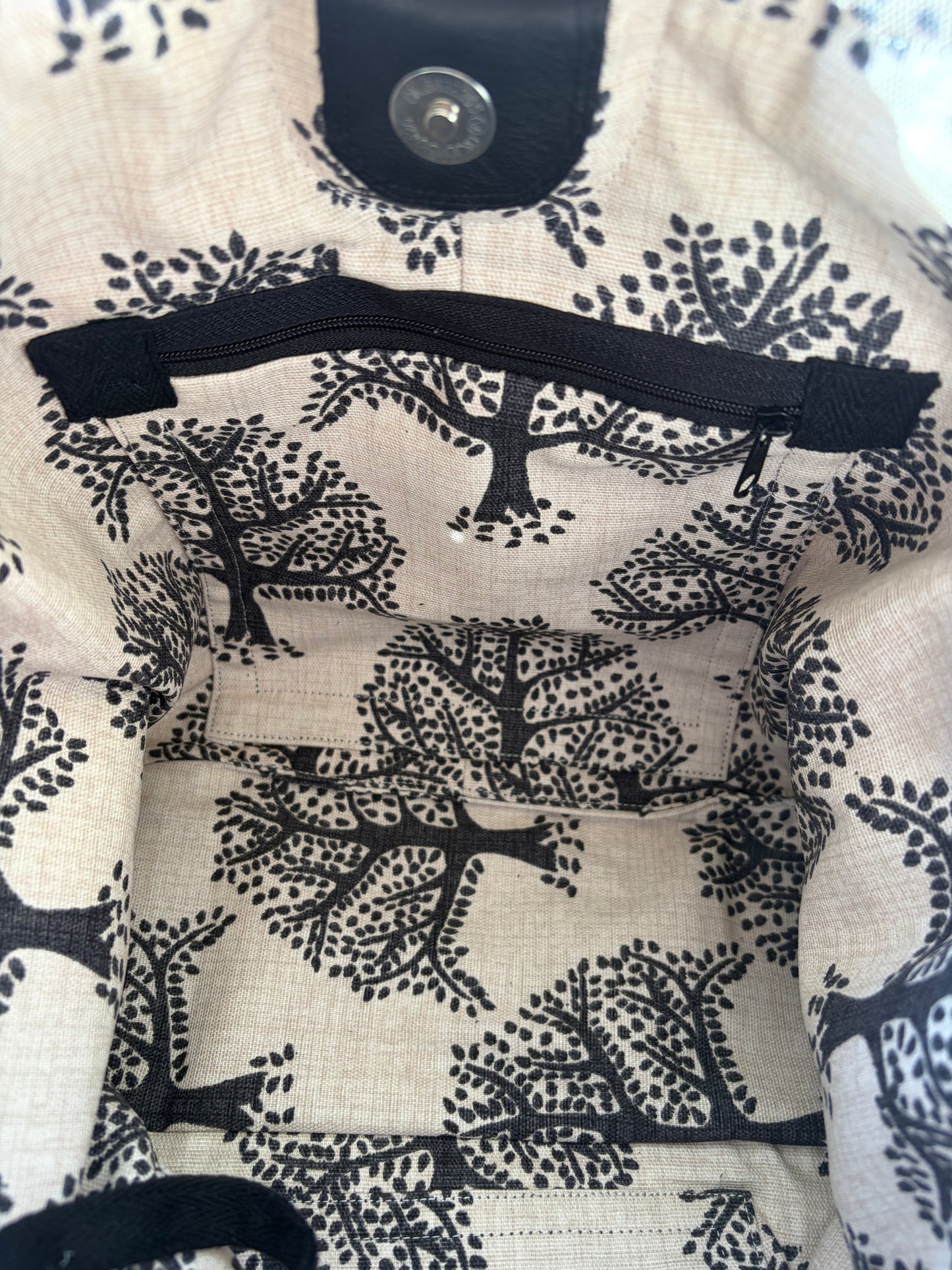 Vintage Welsh tapestry and real leather slouch handbag