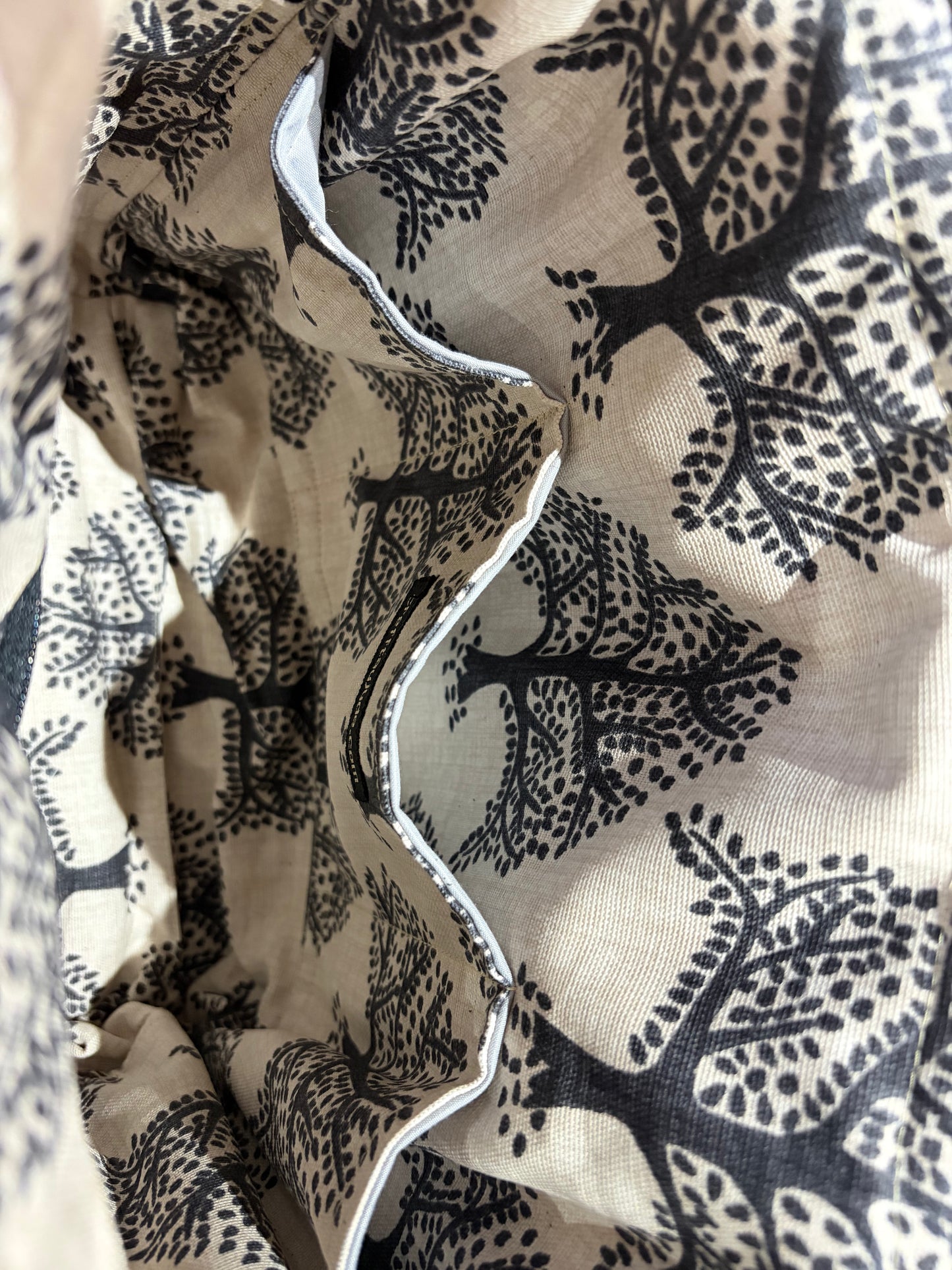 Welsh tapestry and real leather tote bag