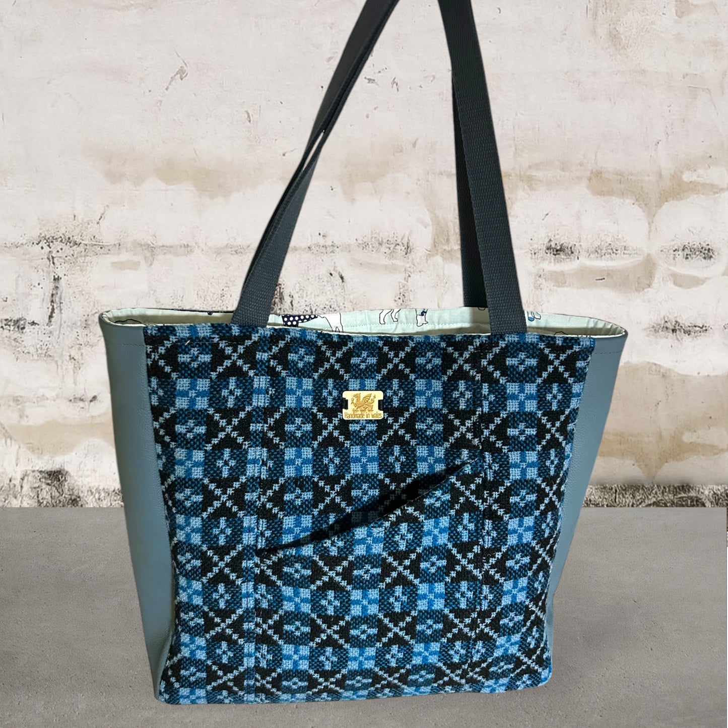 Welsh tapestry and leather Shopper tote