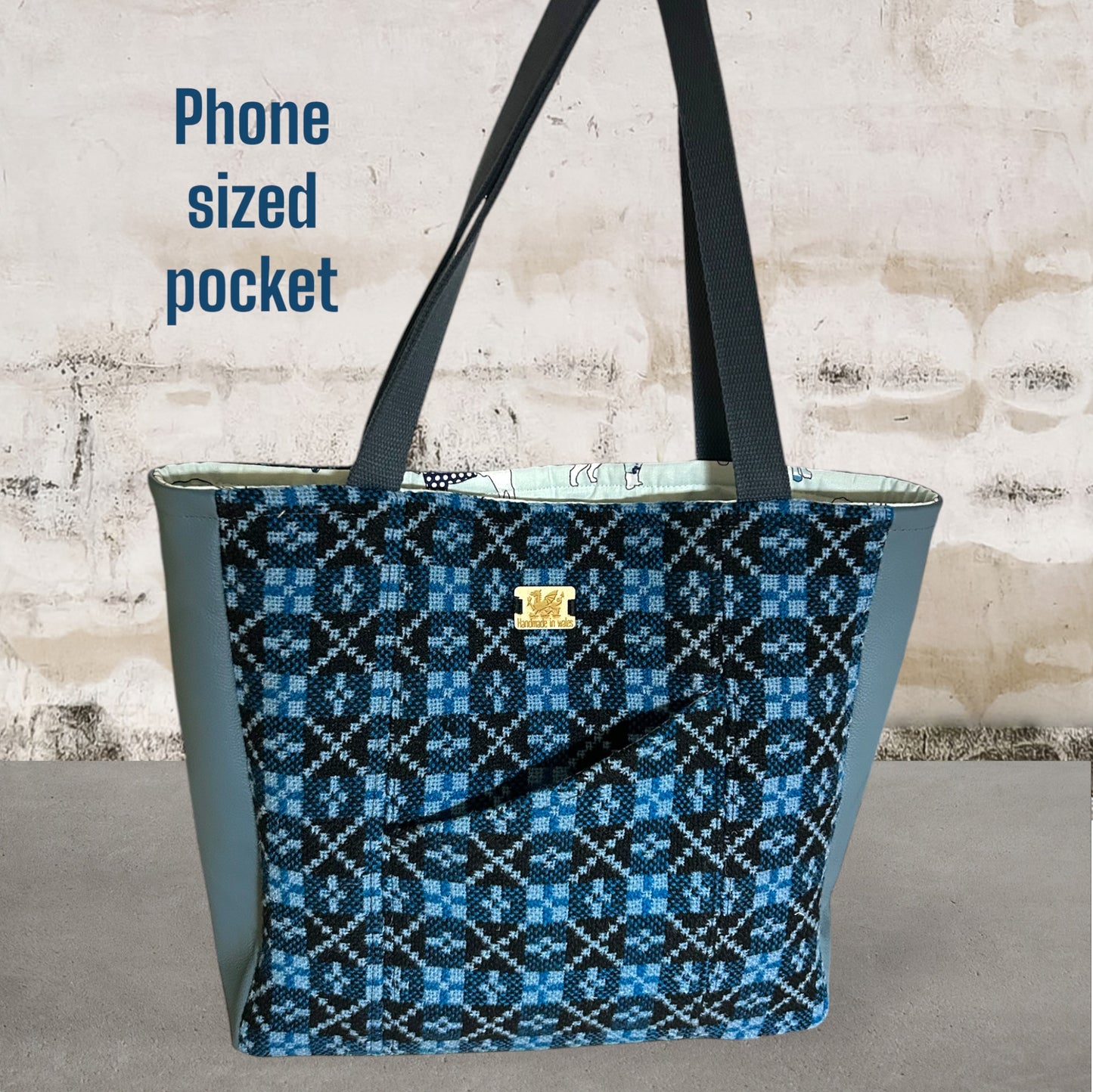 Welsh tapestry and leather Shopper tote