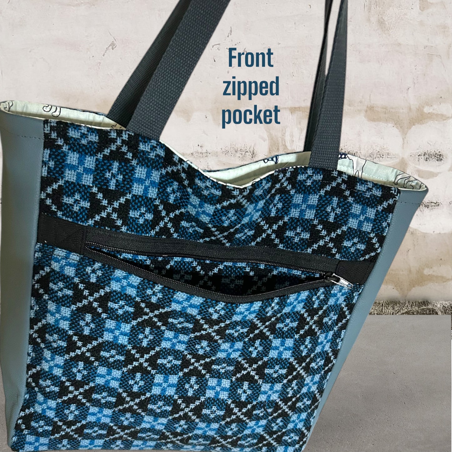 Welsh tapestry and leather Shopper tote
