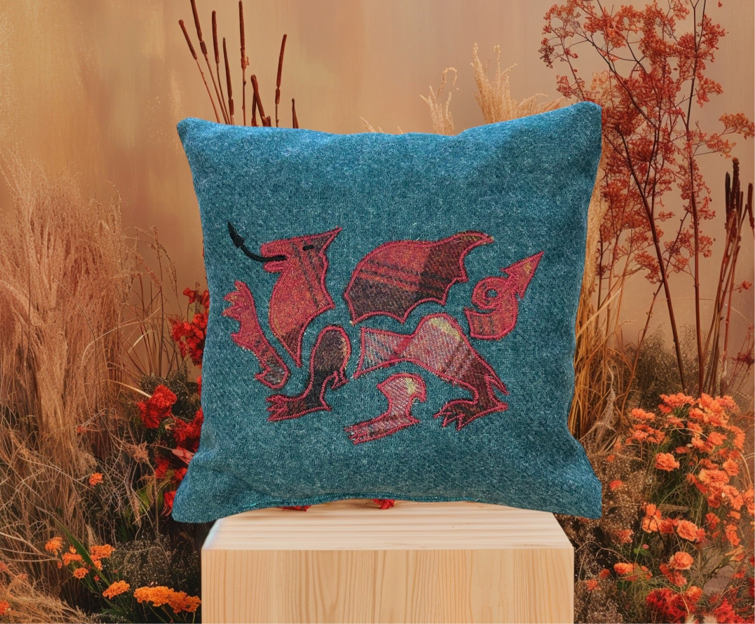 ハンドメイド*handmade*chipwafflekoosm2厚手ブラックウォッチウールの肘あて付き丸襟シャツ Welsh tapestry handbags, scarves \u0026accessories