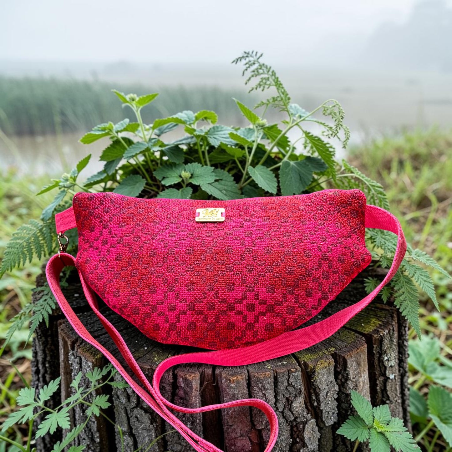 Welsh Wool tapestry and leather crossbody bumbag