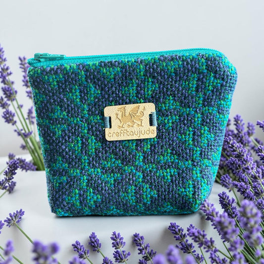 Welsh Tapestry Make Up Bag — Teal & Navy