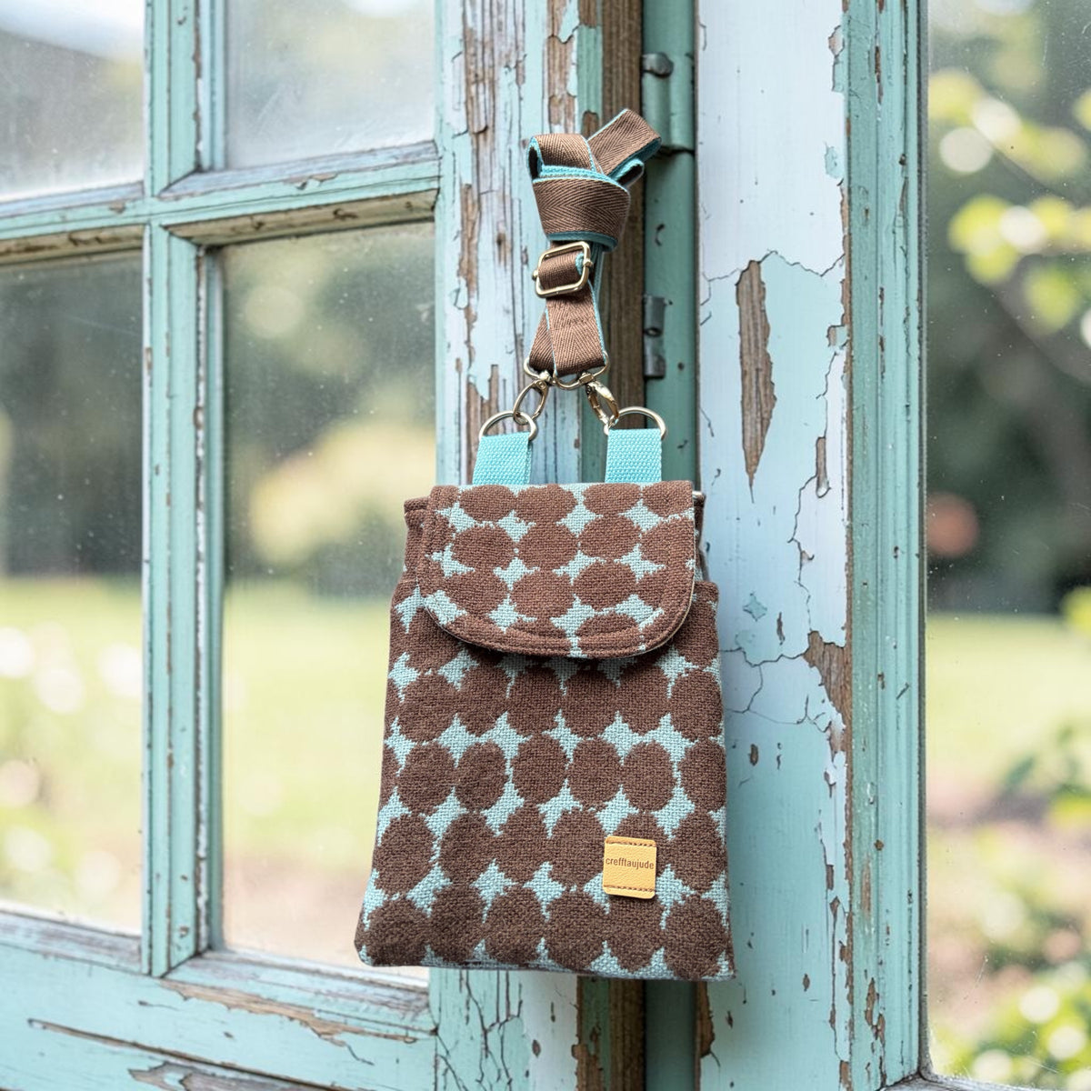 The Melindwr mini phone bag in upcycled wool