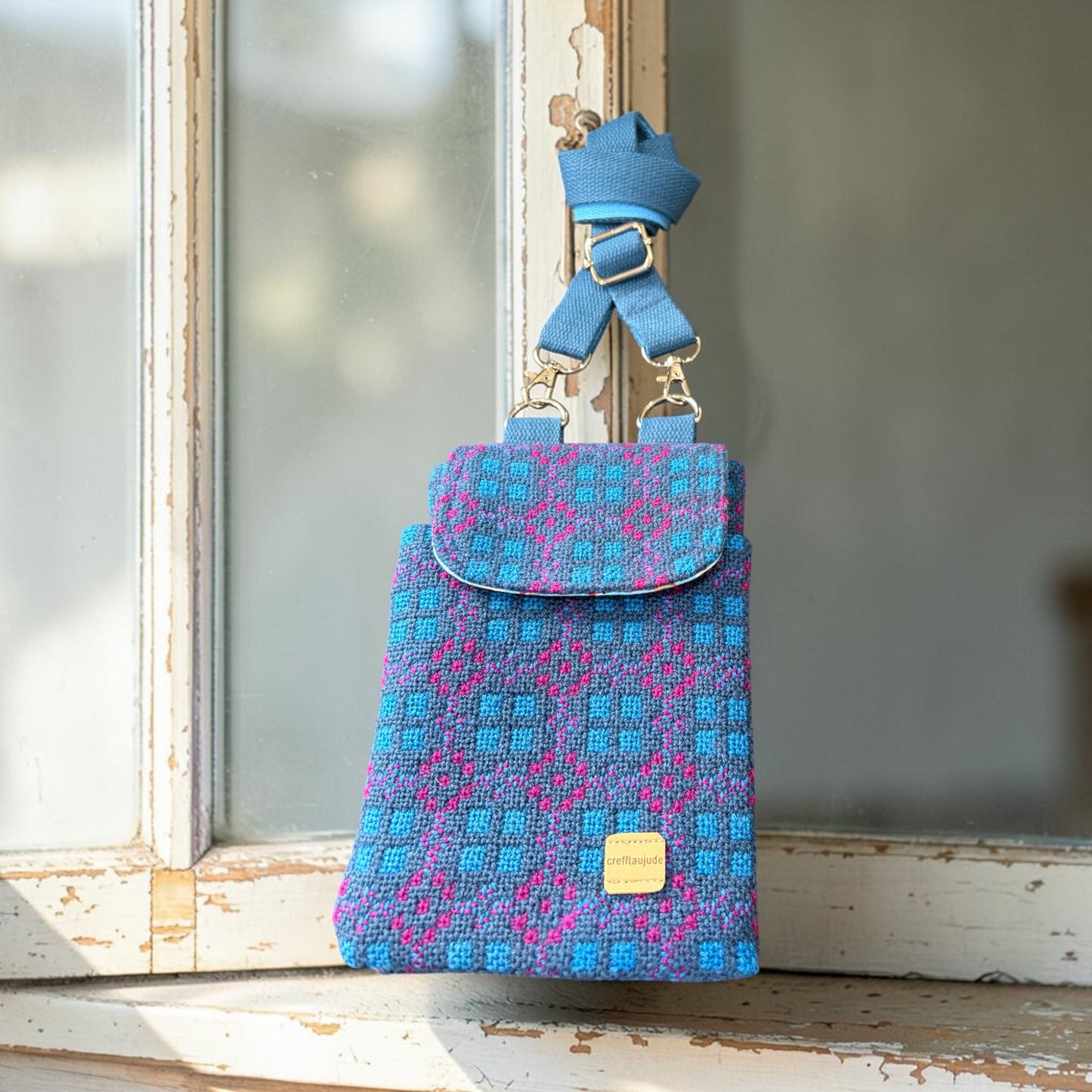The Melindwr mini phone bag in Welsh tapestry