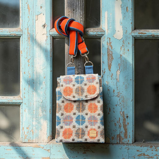 The Melindwr mini phone bag in upcycled Wool