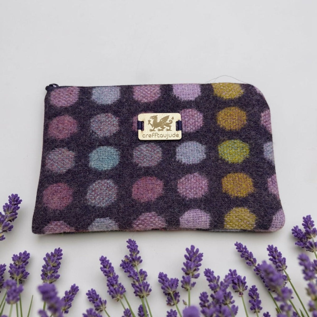 Upcycled wool medium purse