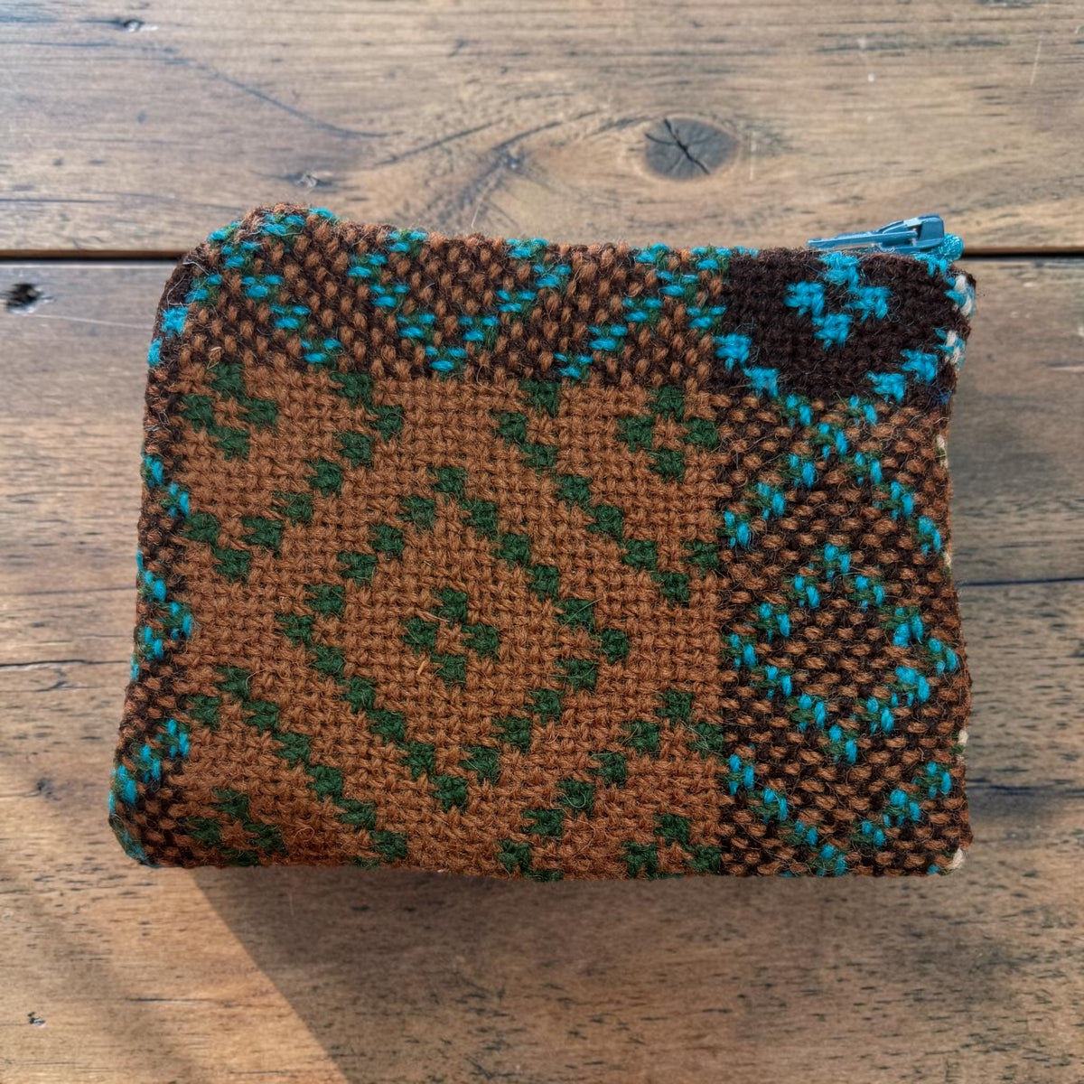 Brown, Green & Turquoise Welsh Tapestry Small Purse