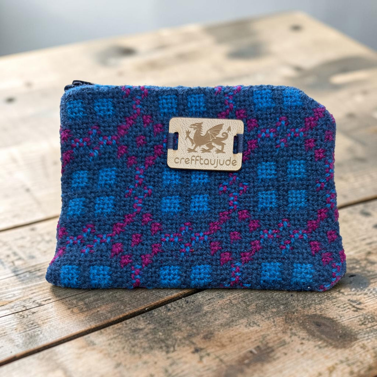 Slate Blue & Pink Welsh Tapestry Small Purse