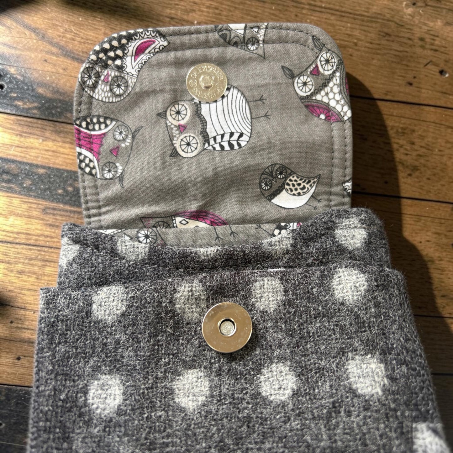The Melindwr mini phone bag in upcycled wool