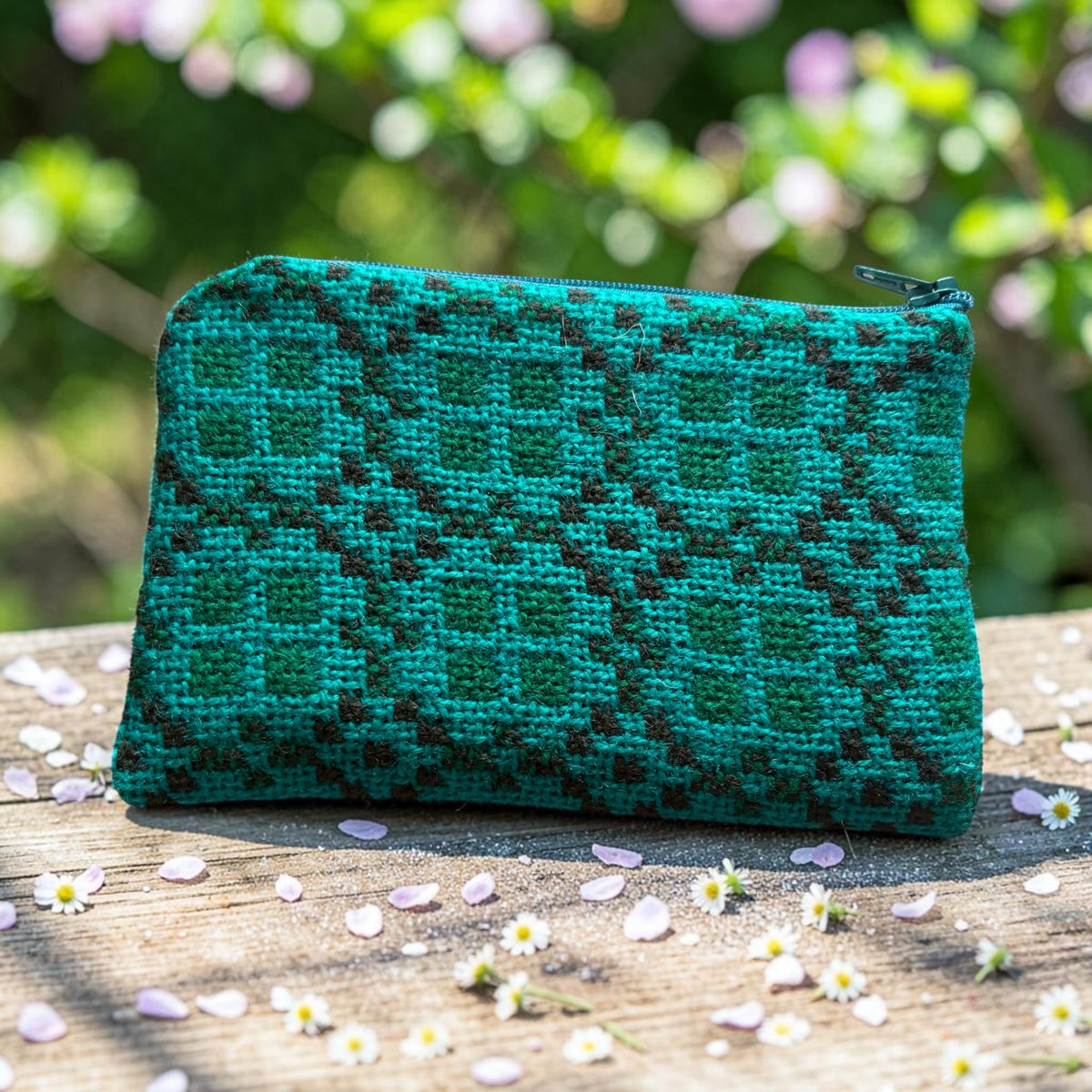 Welsh Tapestry Zipped Glasses Case – Jade Green Windowpane