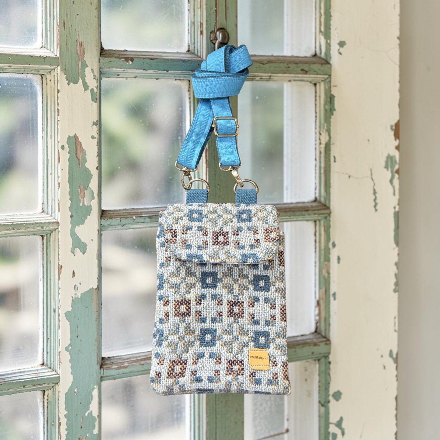 Melindwr mini phone bag in Welsh tapestry