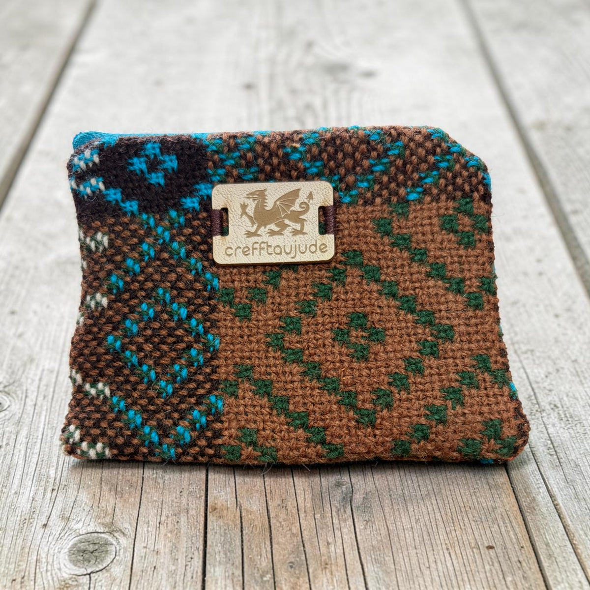 Brown, Green & Turquoise Welsh Tapestry Small Purse