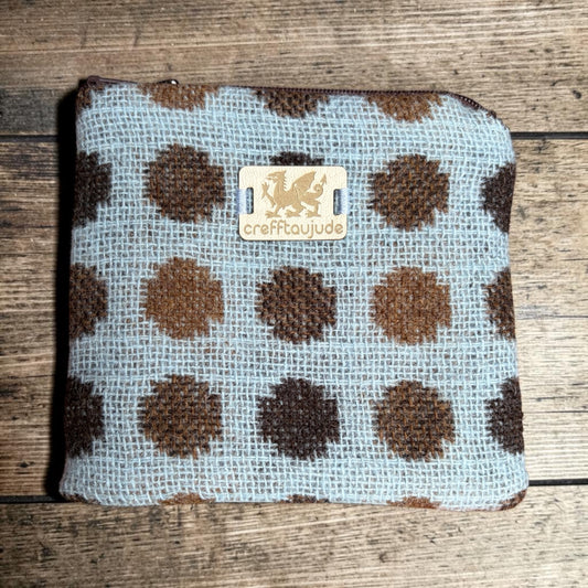 Handmade Wool Purse — Ice Blue & Chocolate Brown | P-154