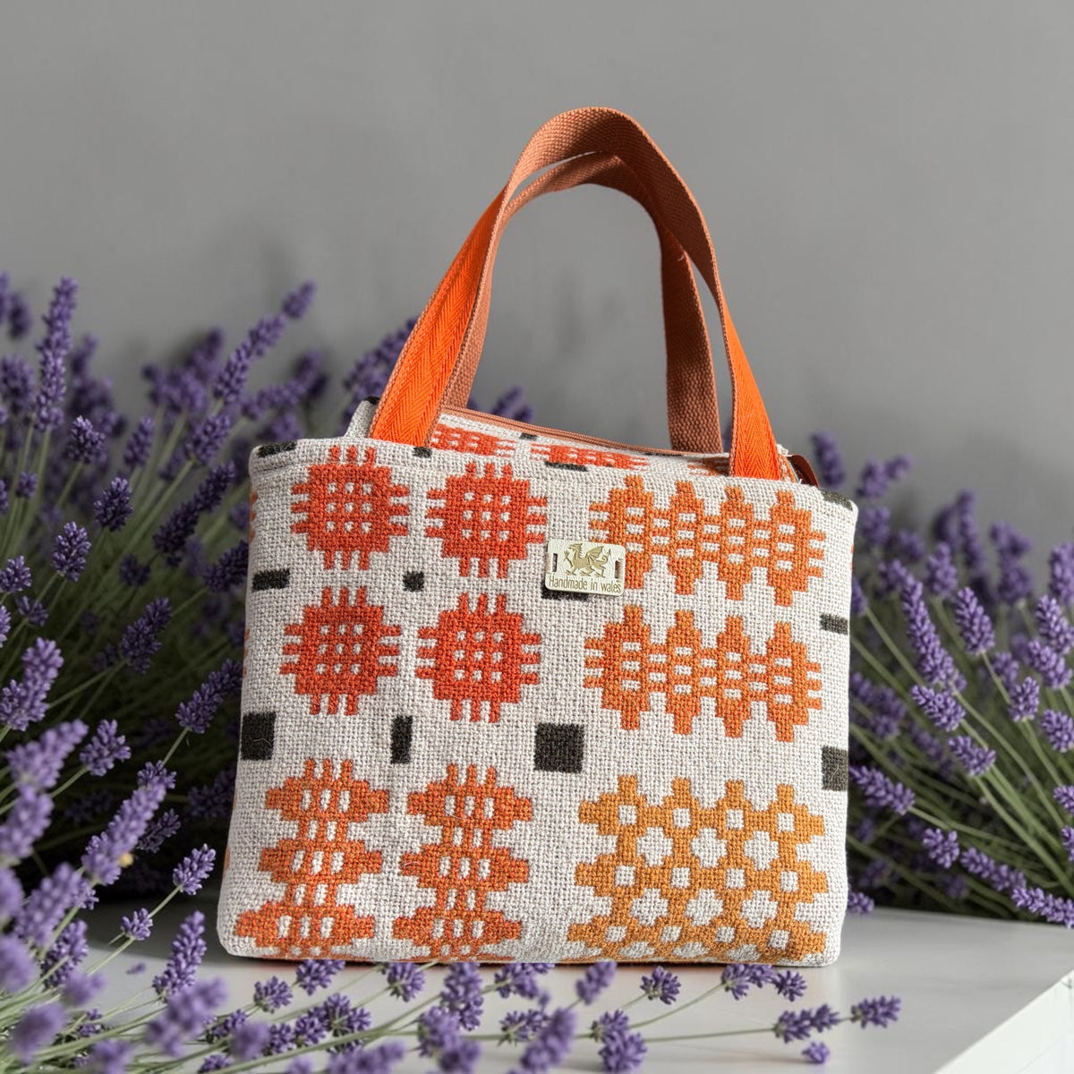 The Dyfi handbag in Welsh tapestry