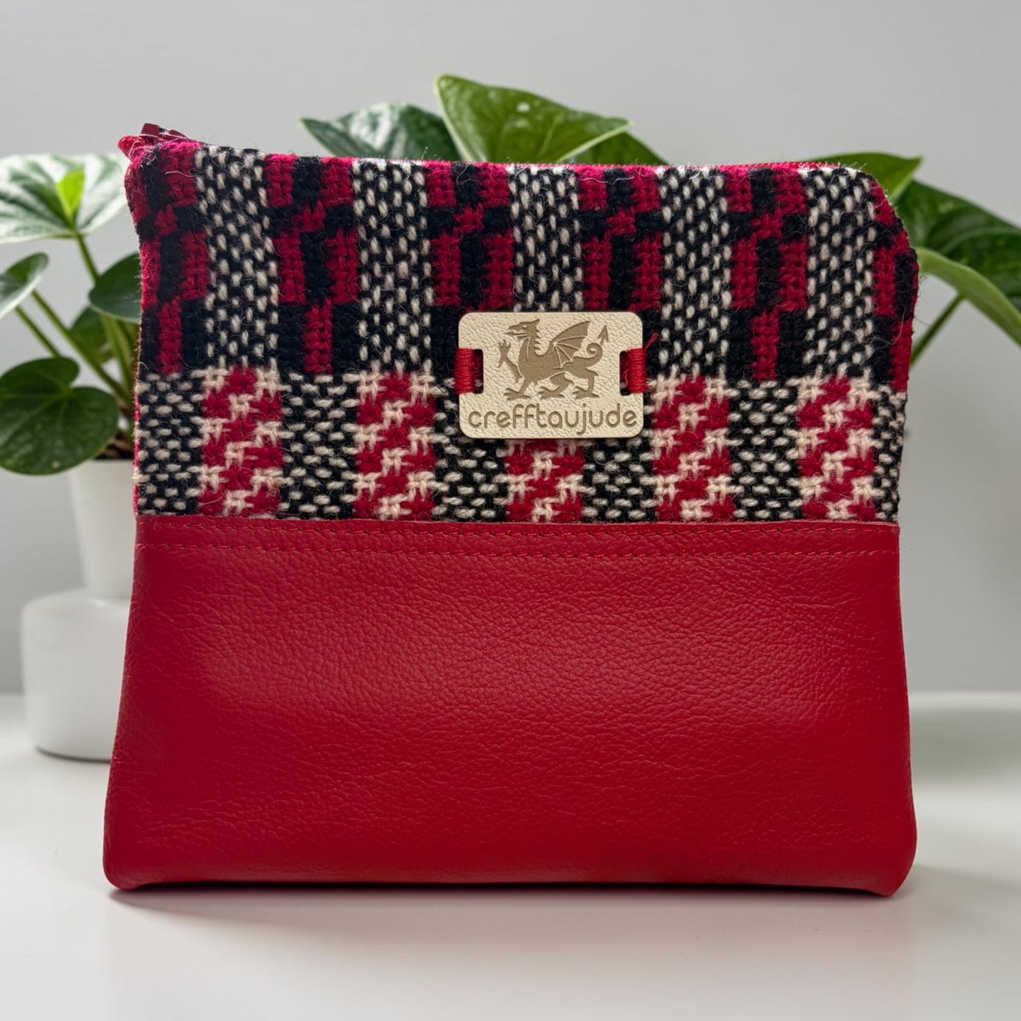 Welsh tapestry and leather purse
