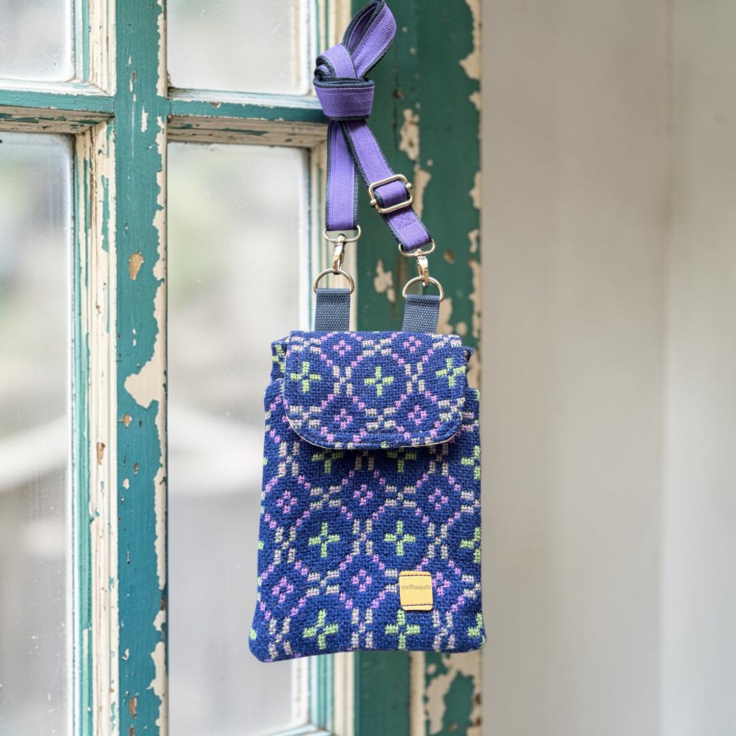 The Melindwr mini phone bag in Welsh tapestry